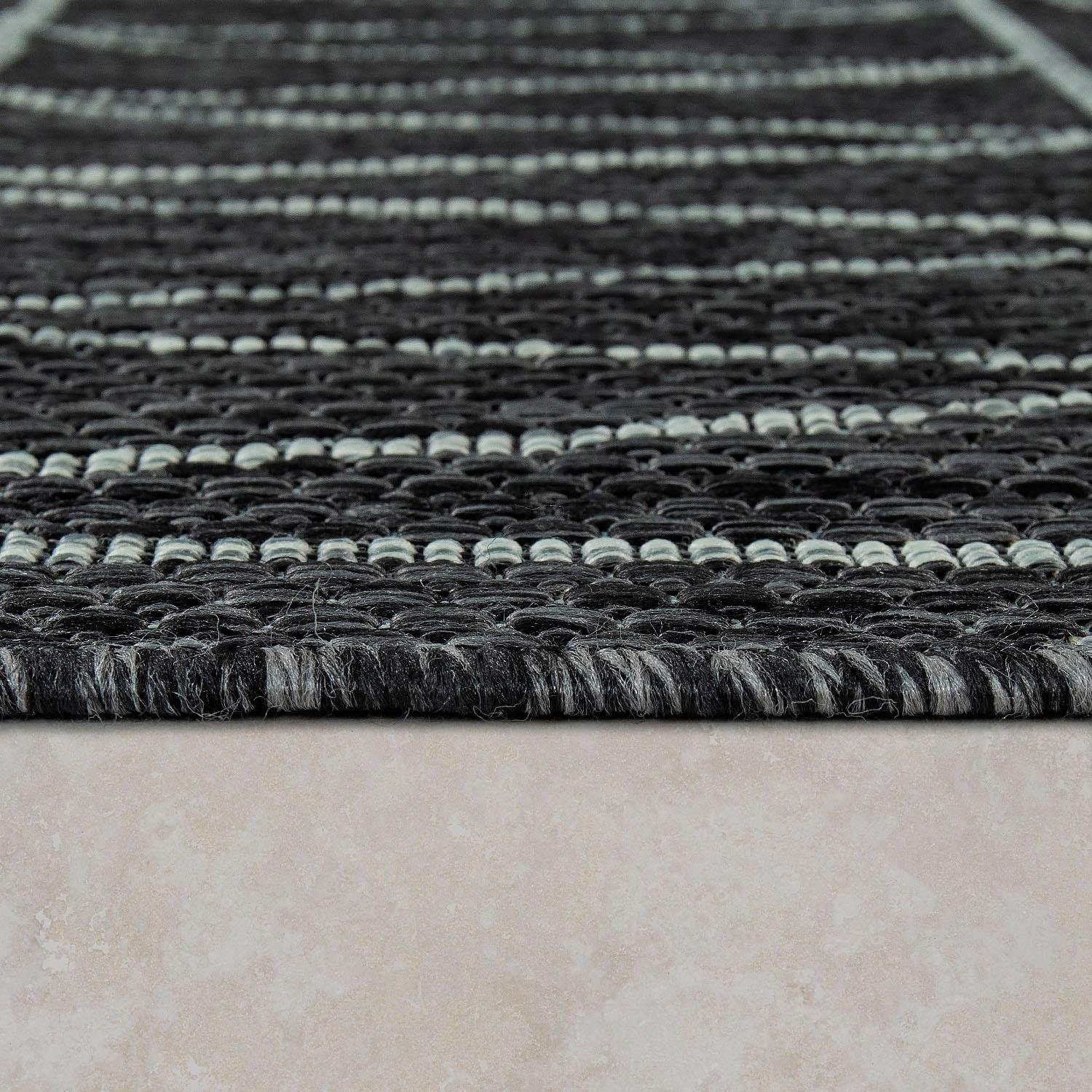 Teppich Illusion 321, und mm, Outdoor Höhe: Home, Paco 5 Flachgewebe, UV-beständig schwarz geeignet, modernes Design, In- rechteckig