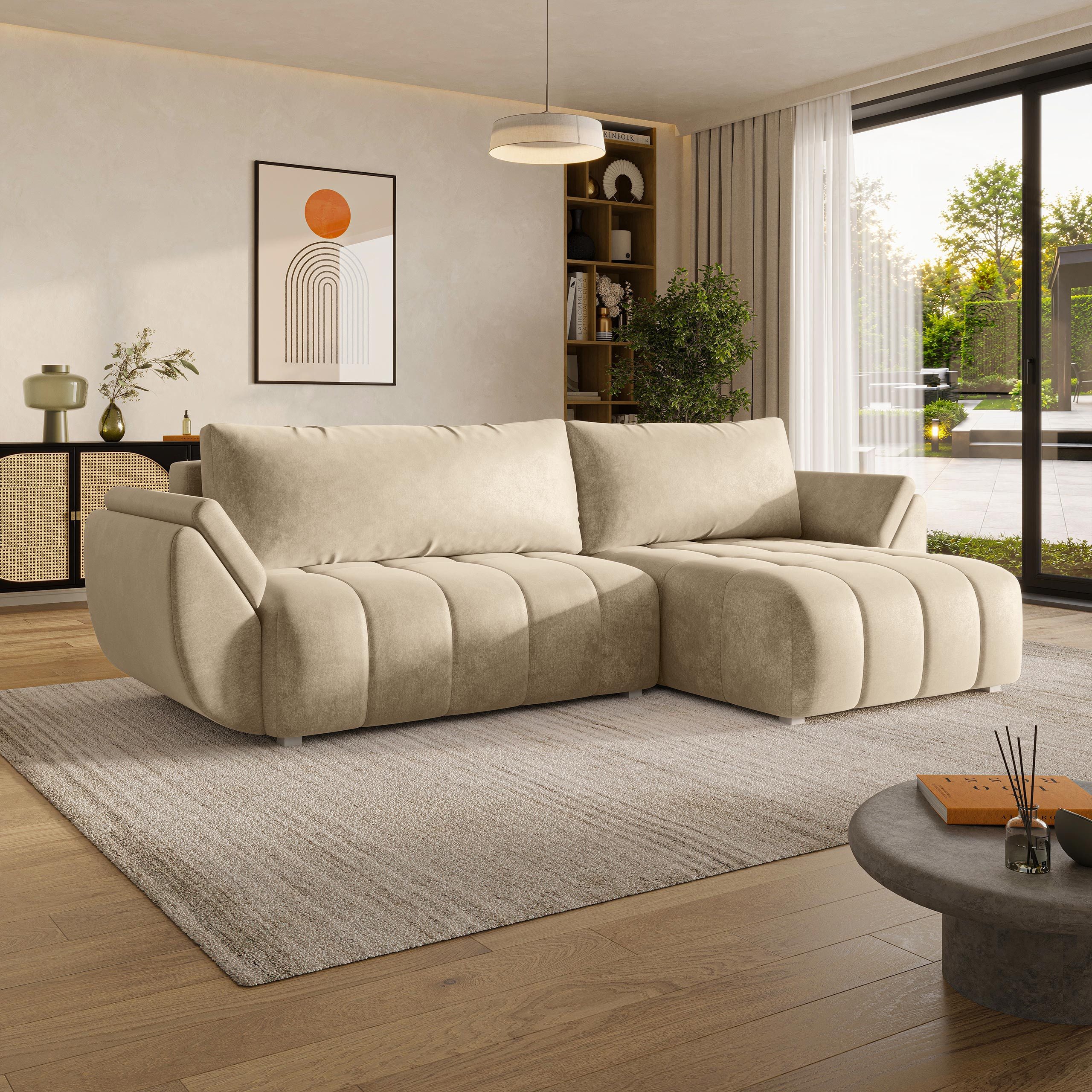 Masseno Ecksofa OLSI mit Schlaffunktion L-Form, Sofa mit Bettkasten