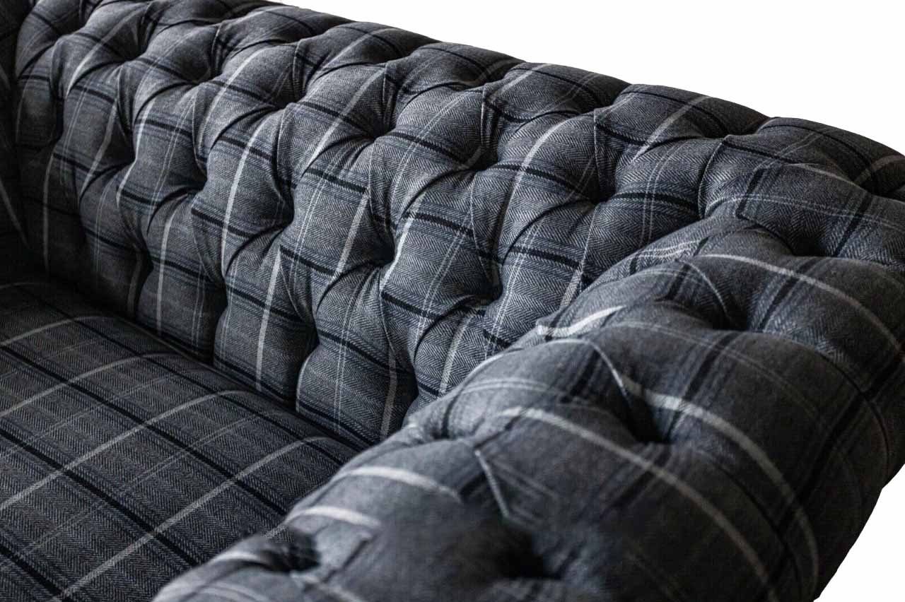 JVmoebel Sessel Klassisch Chesterfield Textil Design Chesterfield-Sessel, Wohnzimmer Grau