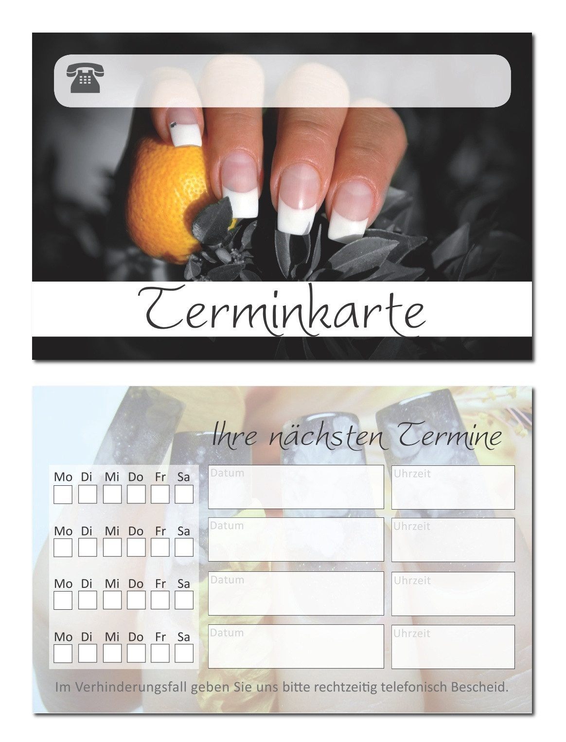 LYSCO Visitenkarten Terminkarten Nagelstudio Naildesign Beauty Kosmetik, schneller effizienter Kundenkontakt, leichte Terminvergabe