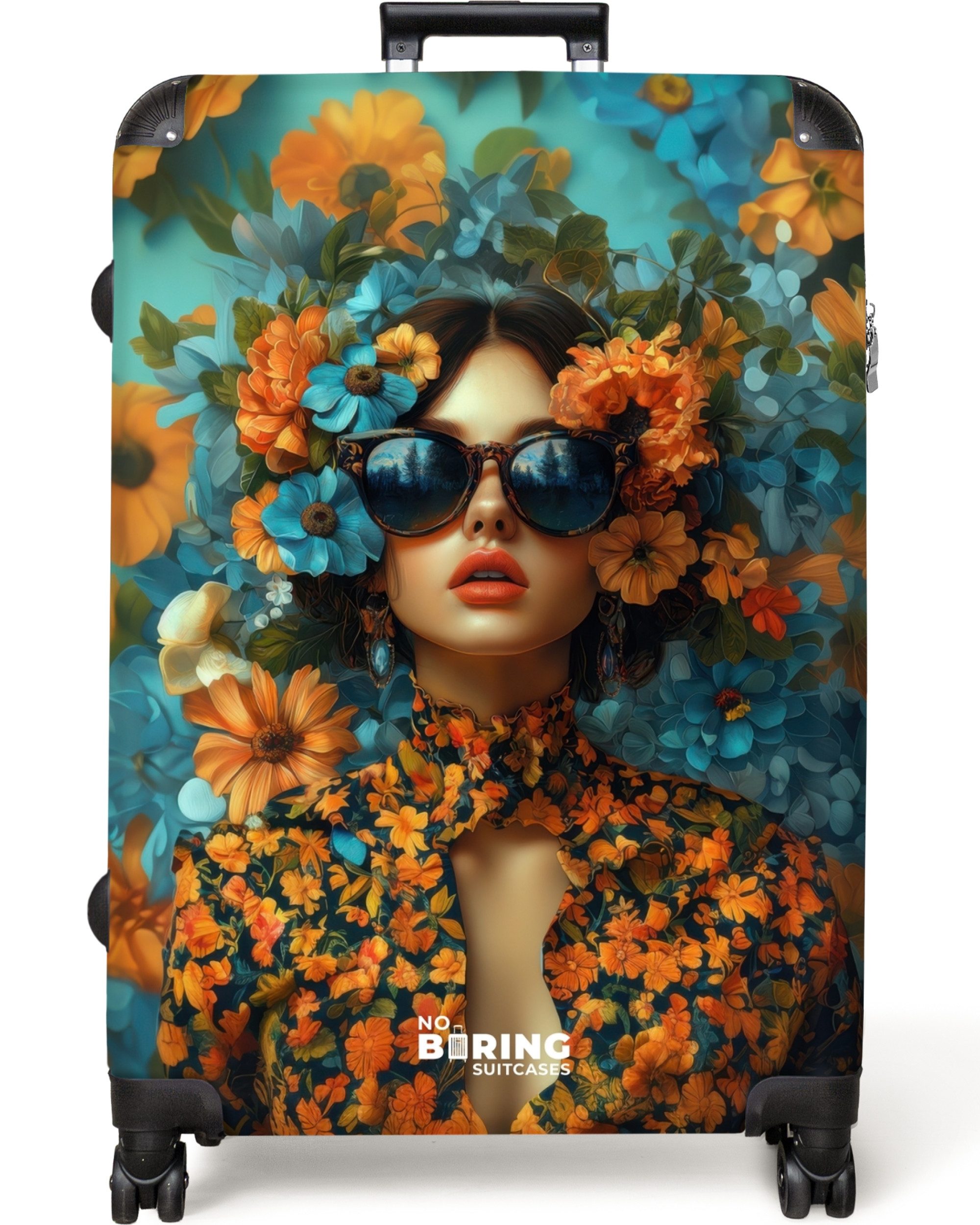NoBoringSuitcases.com© Hartschalen-Trolley Frau mit Blumen und günstig online kaufen