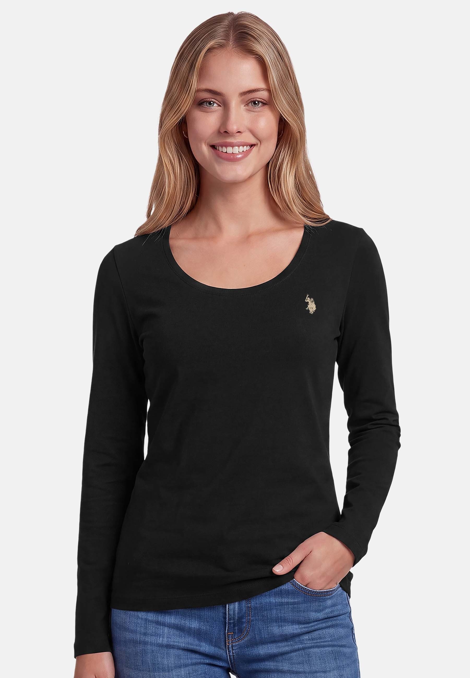 U.S. Polo Assn. Langarmshirt mit Rundhalsausschnitt und Stickereidetails Weiches Longsleeve mit elastischem Materialmix und bequemer Passform