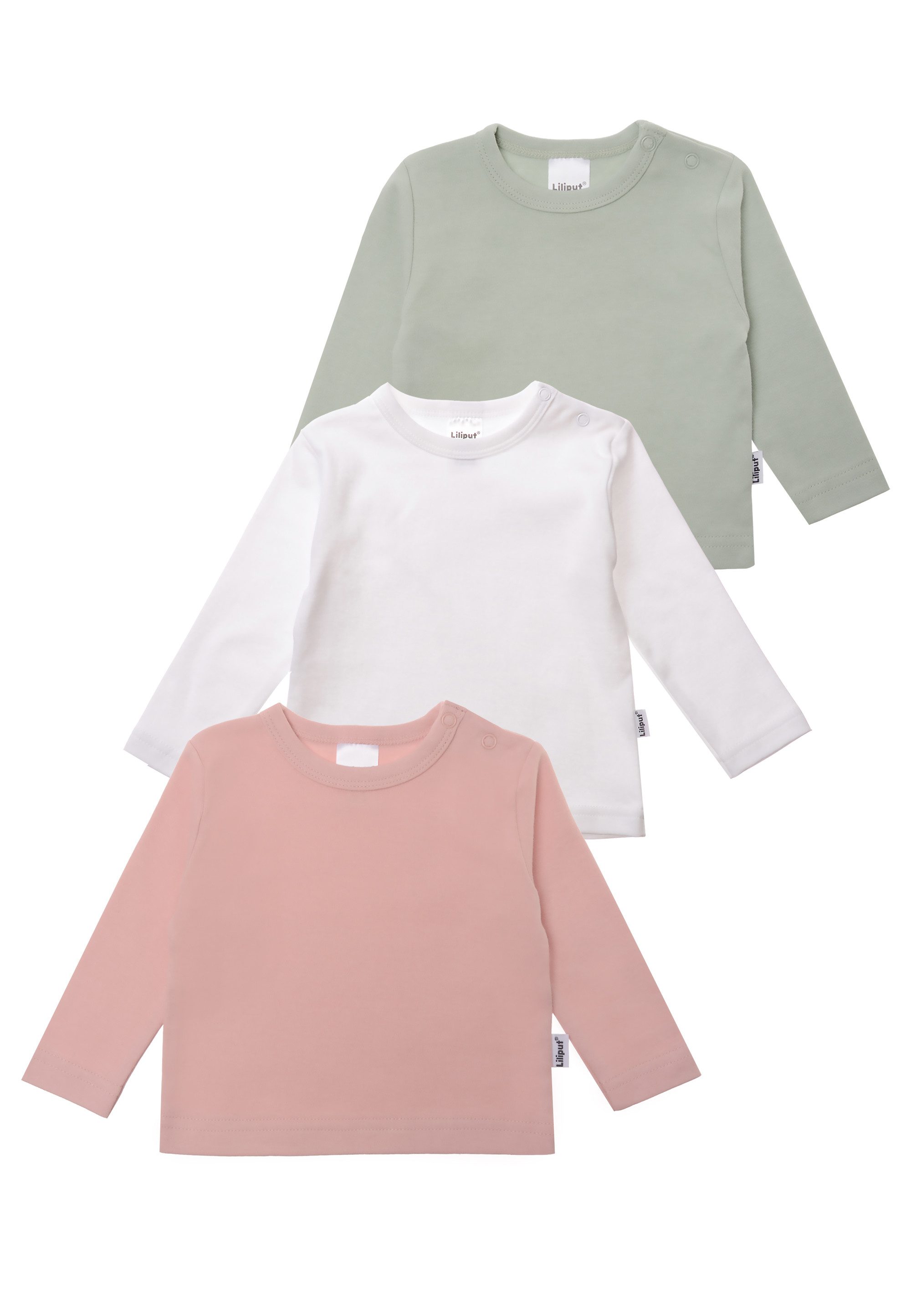 Langarmshirt weiß, schilf und rosé