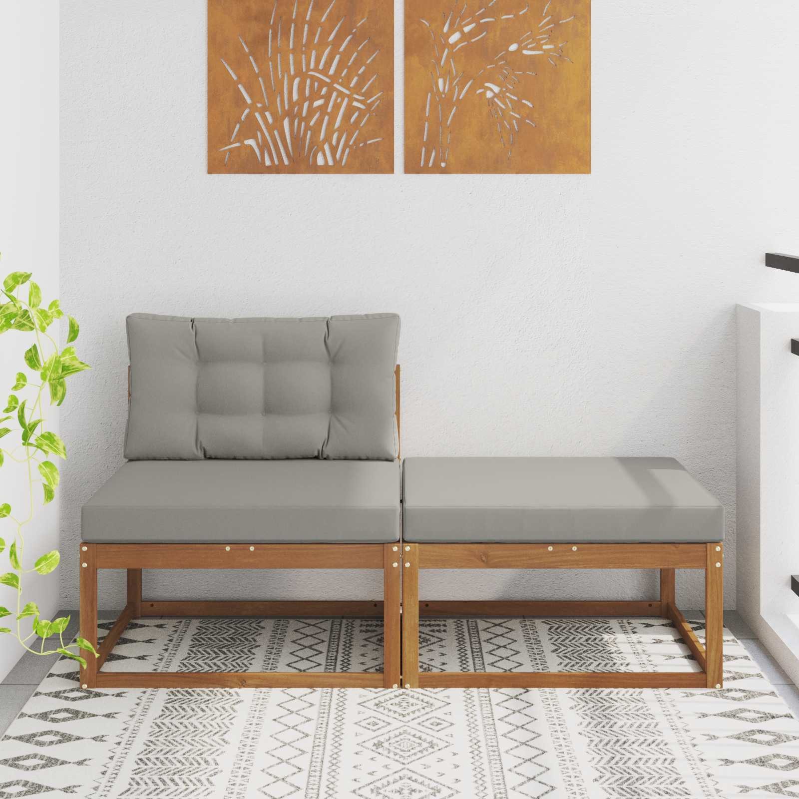 vidaXL Sofaelement Sectional Sofa Einheiten mit Kissen 2 Stück Natur (2 St)