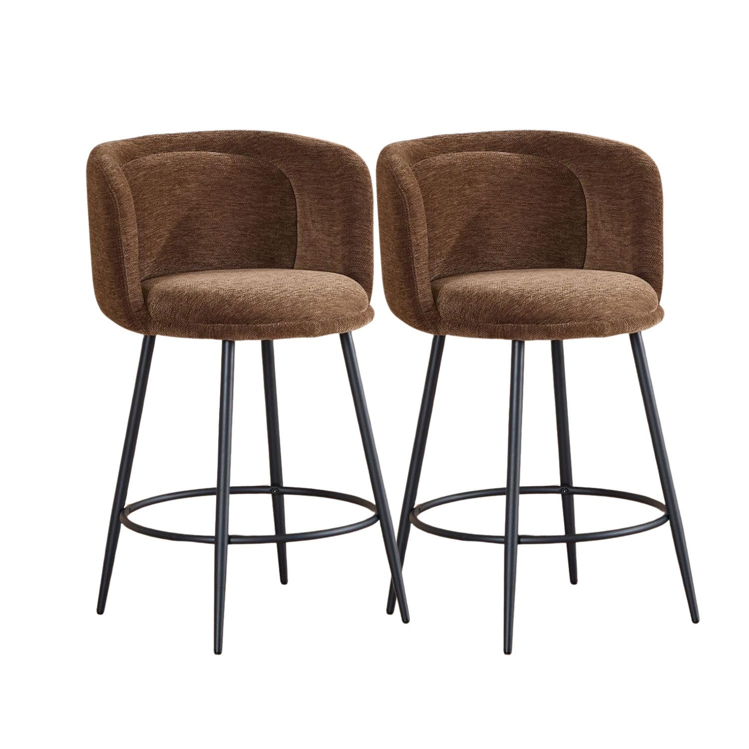 WAHSON OFFICE CHAIRS Barhocker Barhocker 2er mit Lehne, Moderner Barstuhl aus Chenille für Küche