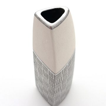 Dekohelden24 Dekovase Edle moderne Deko Designer Keramik Vase Segel in silber-grau weiß (kein, 1 St)