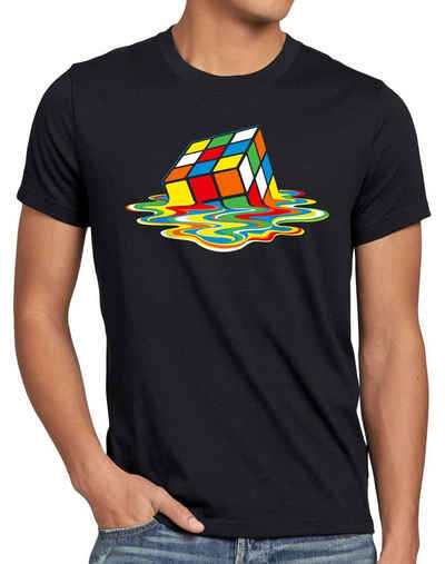 style3 Print-Shirt Herren T-Shirt Sheldon Zauberwürfel melting cube cooper rätsel big bang 80er tv