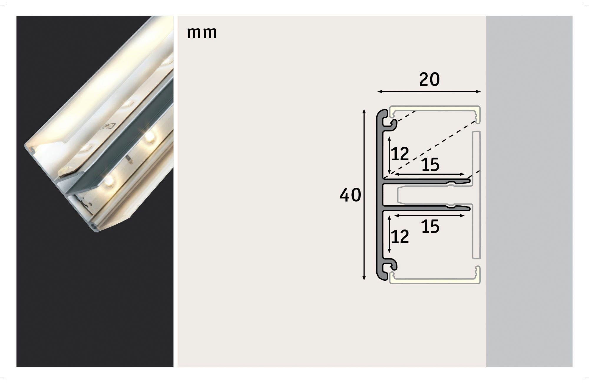 Paulmann LED-Streifen Duo Profil 1m eloxiert, Alu eloxiert, Alu Aluminium Aluminium