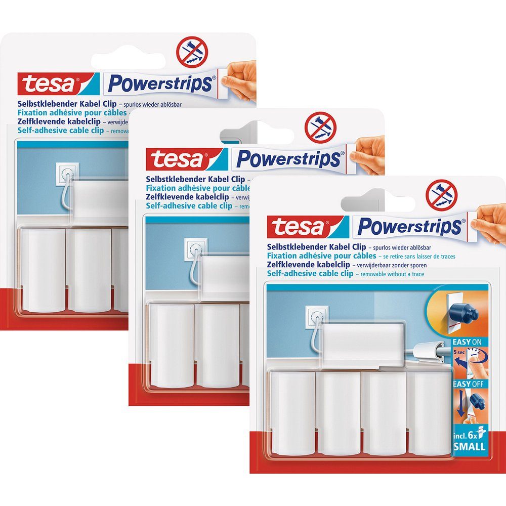 tesa Klebehaken tesa POWERSTRIPS® Kabel-Clips Weiß Inhalt: 15 St., (POWERSTRIPS)