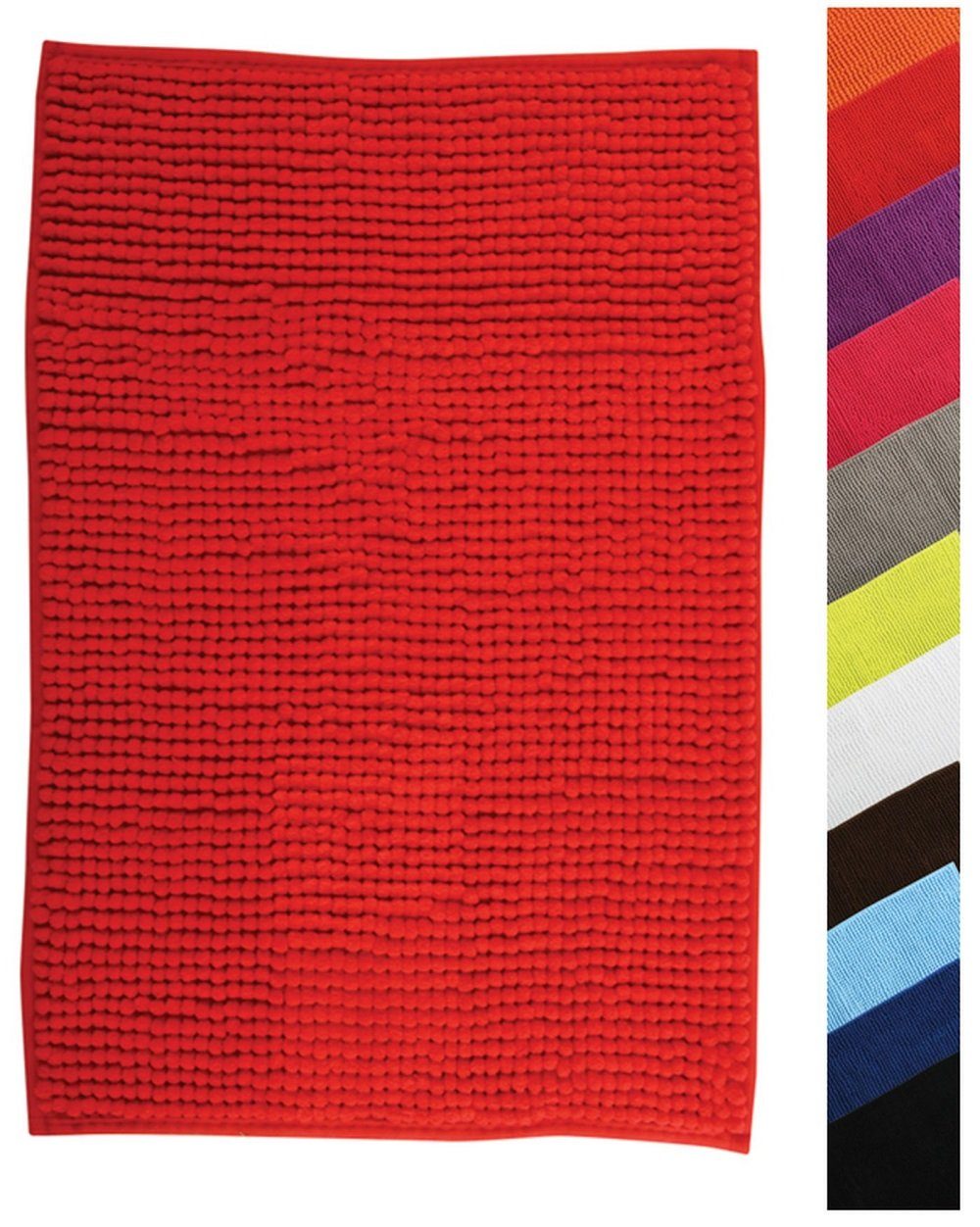 MSV Badematte MSV Badteppich Badvorleger Duschvorleger Chenille Hochflor Badematte, Höhe 12 mm, Badteppich, Waschbar 30°, Polyester Microfaser, rechteckig