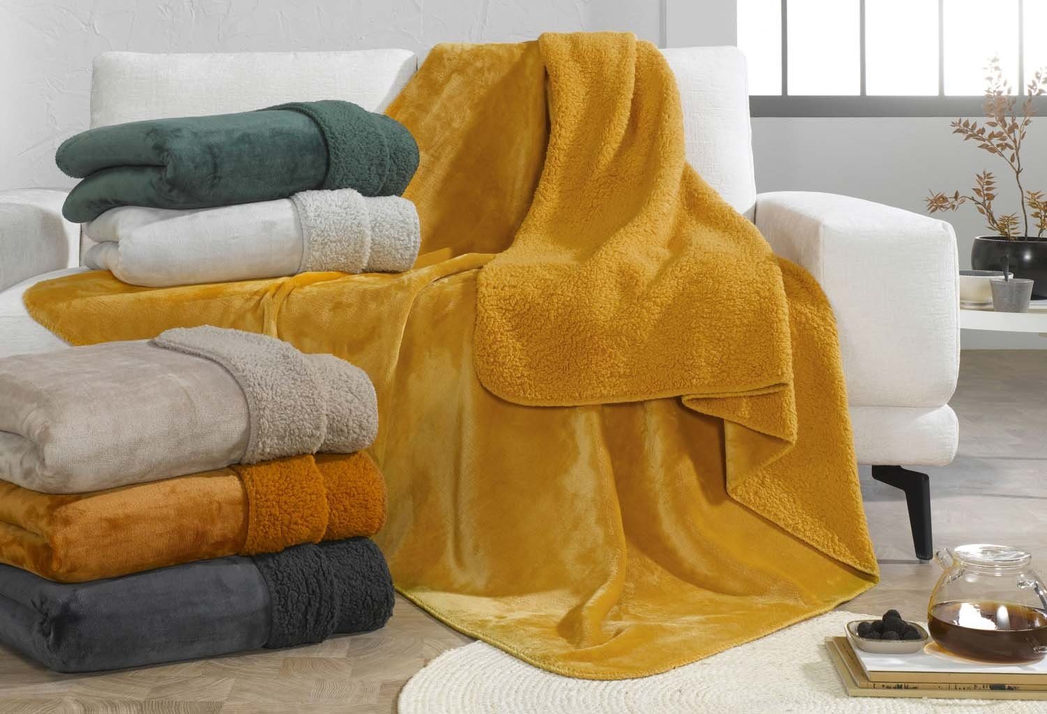 Wohndecke SEBASTIAN, Silbergrau, 150 x 200 cm, Polyester, casa NOVA, wendbar