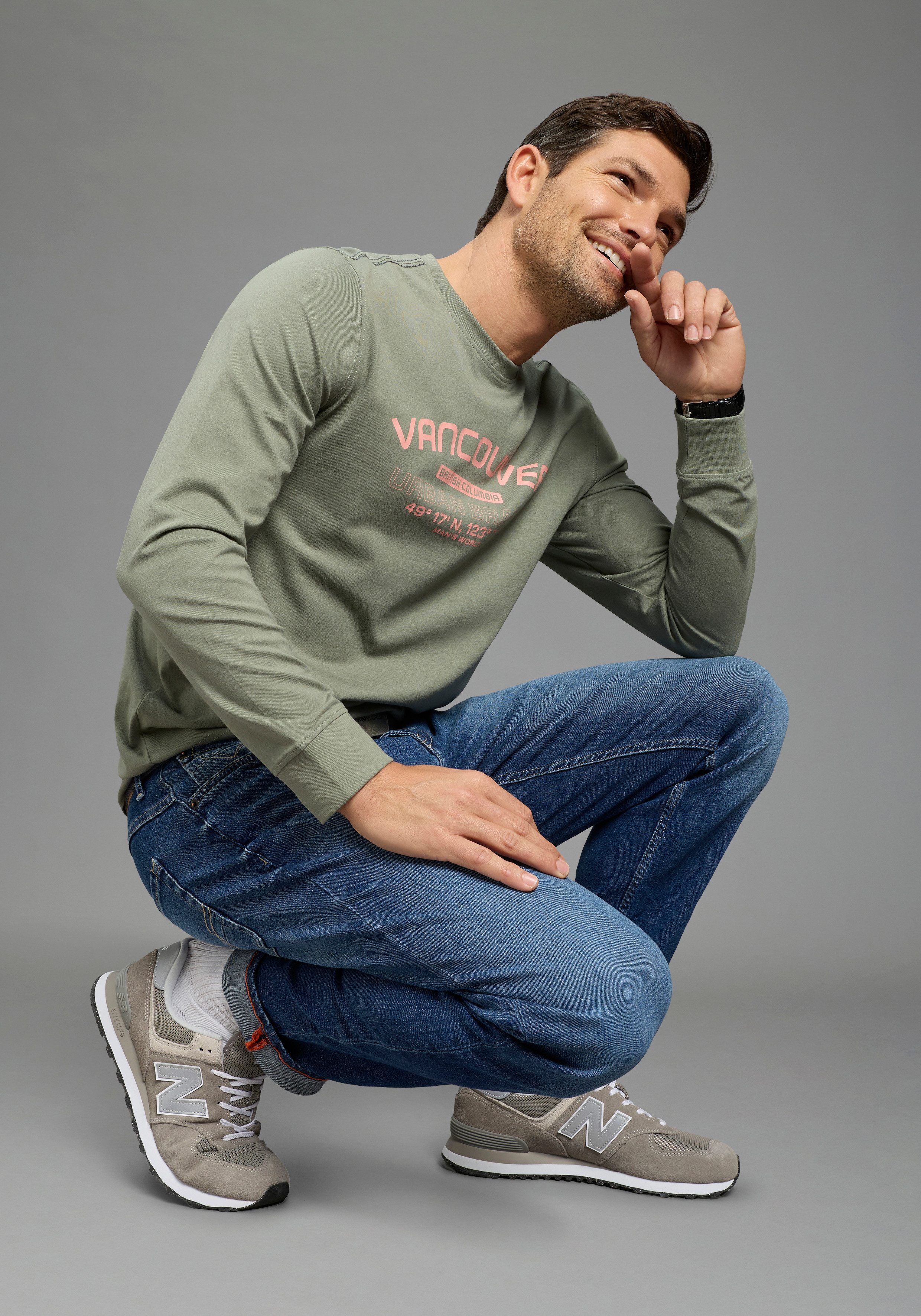 Man's World Langarmshirt Neue Kollektion! casual Stil, Langarm, schmale Passform