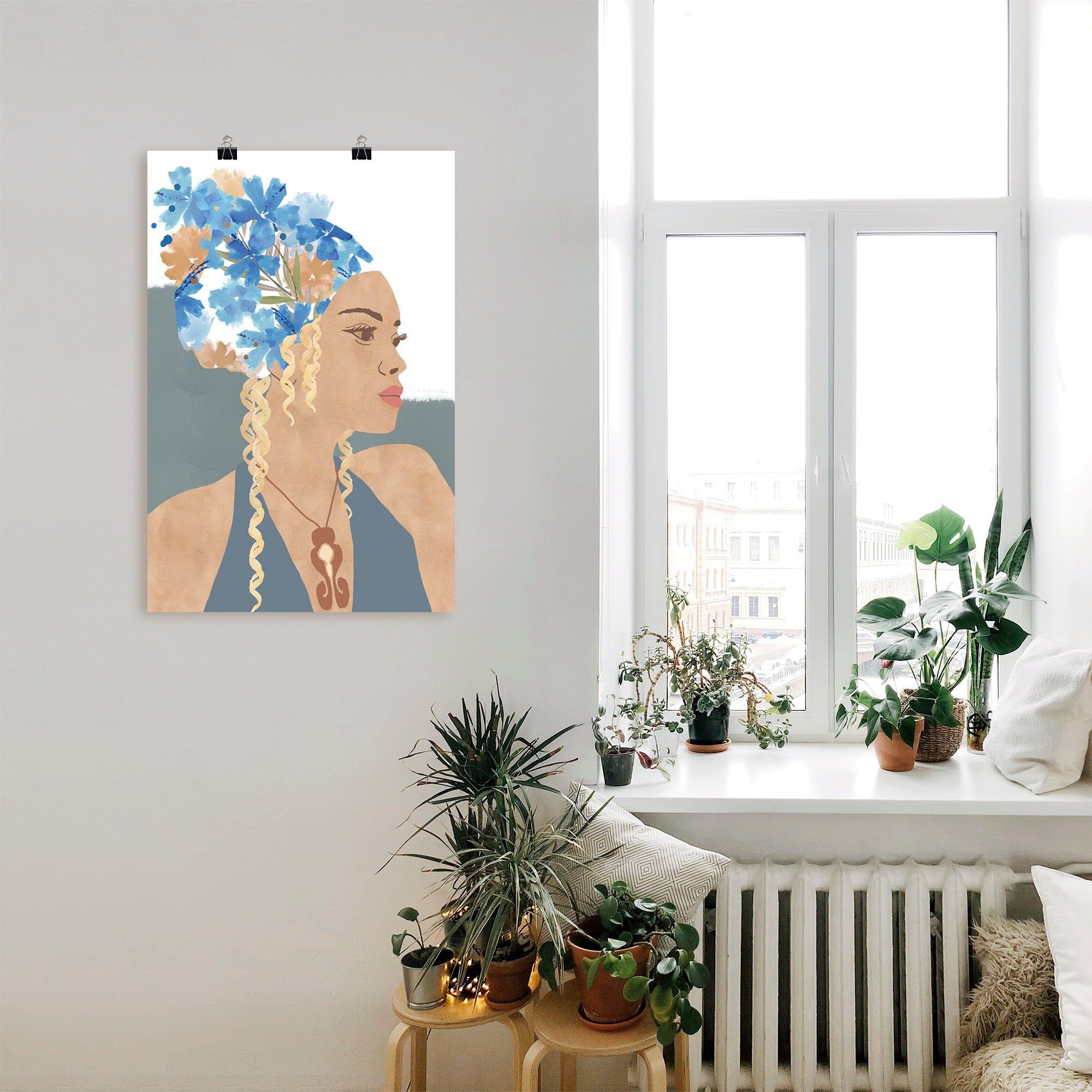 in als versch. Größen Leinwandbild, (1 oder St), voller Artland Maia Alubild, Wandaufkleber Poster Portrait Blüte, in Wandbild