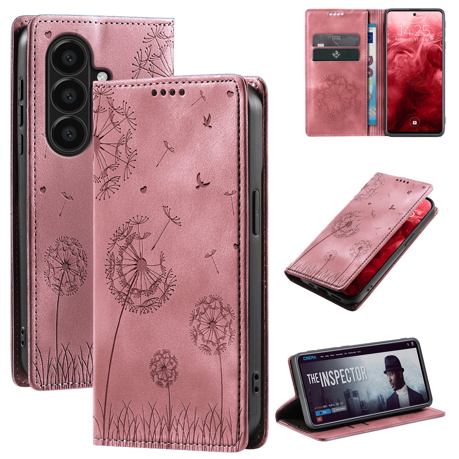 Tec-Expert Handyhülle Handy Hülle Klapphülle für Samsung Galaxy A37 5G, Blumen Pusteblume Case Cover mit Kartenfächern und RFID Schutz