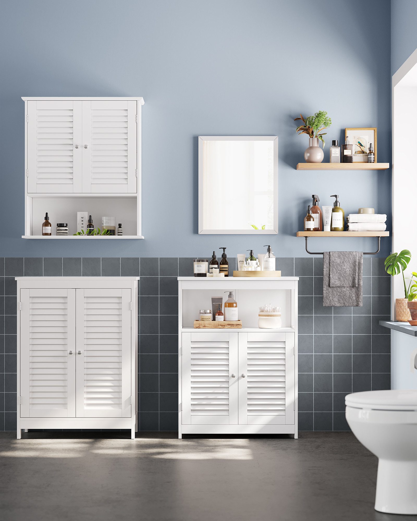 VASAGLE Badkommode Badezimmerschrank Badschrank, mit 2 Türen