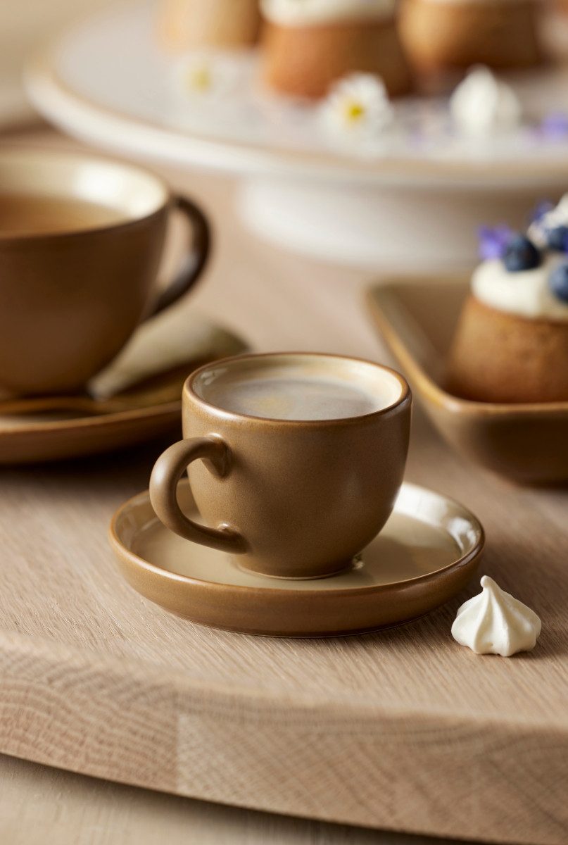 Bitz Untertasse Espressotasse mit Untertasse wood/sand 0,07 l, Espressotasse mit Untertasse Wood 7 cl Wood/Sand