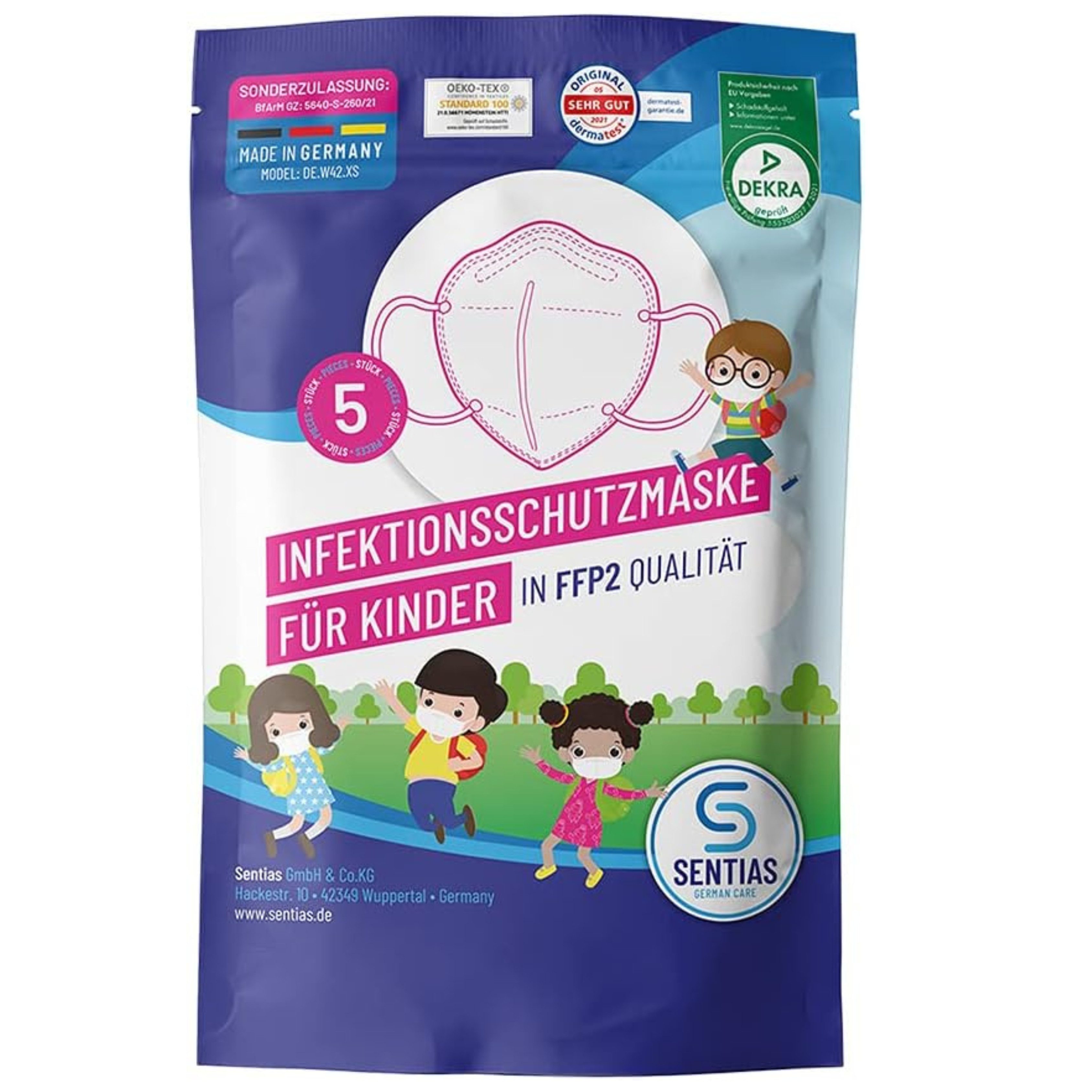 Sentias Gesichtsmaske Sentias premium Kindermaske FFP2-Qualität, 10-tlg. von Sentias