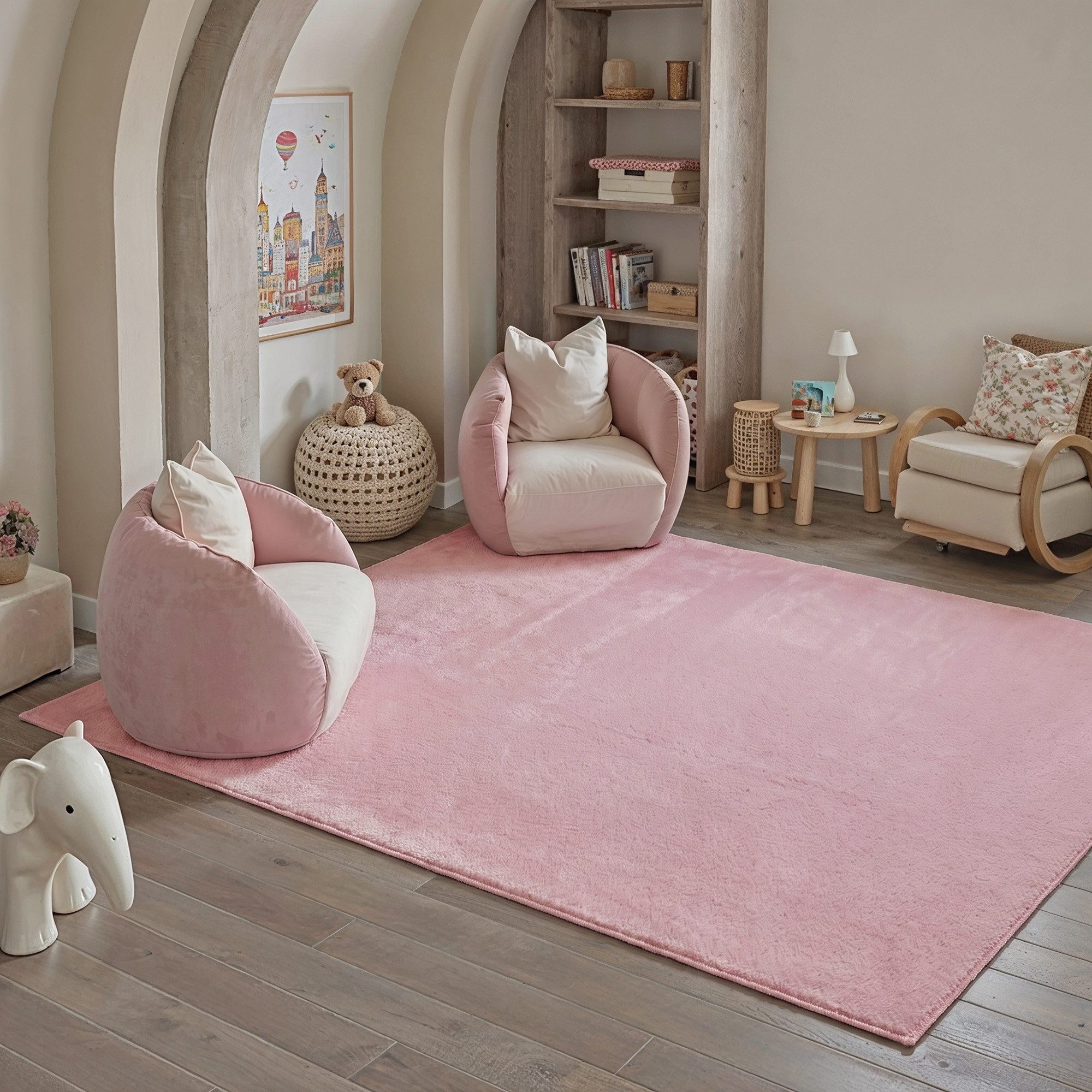 PURECOZY Teppich Kurzflor im Scandi-Look – weich, kuschelig, waschbar und pflegeleicht, rechteckig, Höhe: 5 mm, geeignet für verschiedene Innenräume, 120 x 180 cm