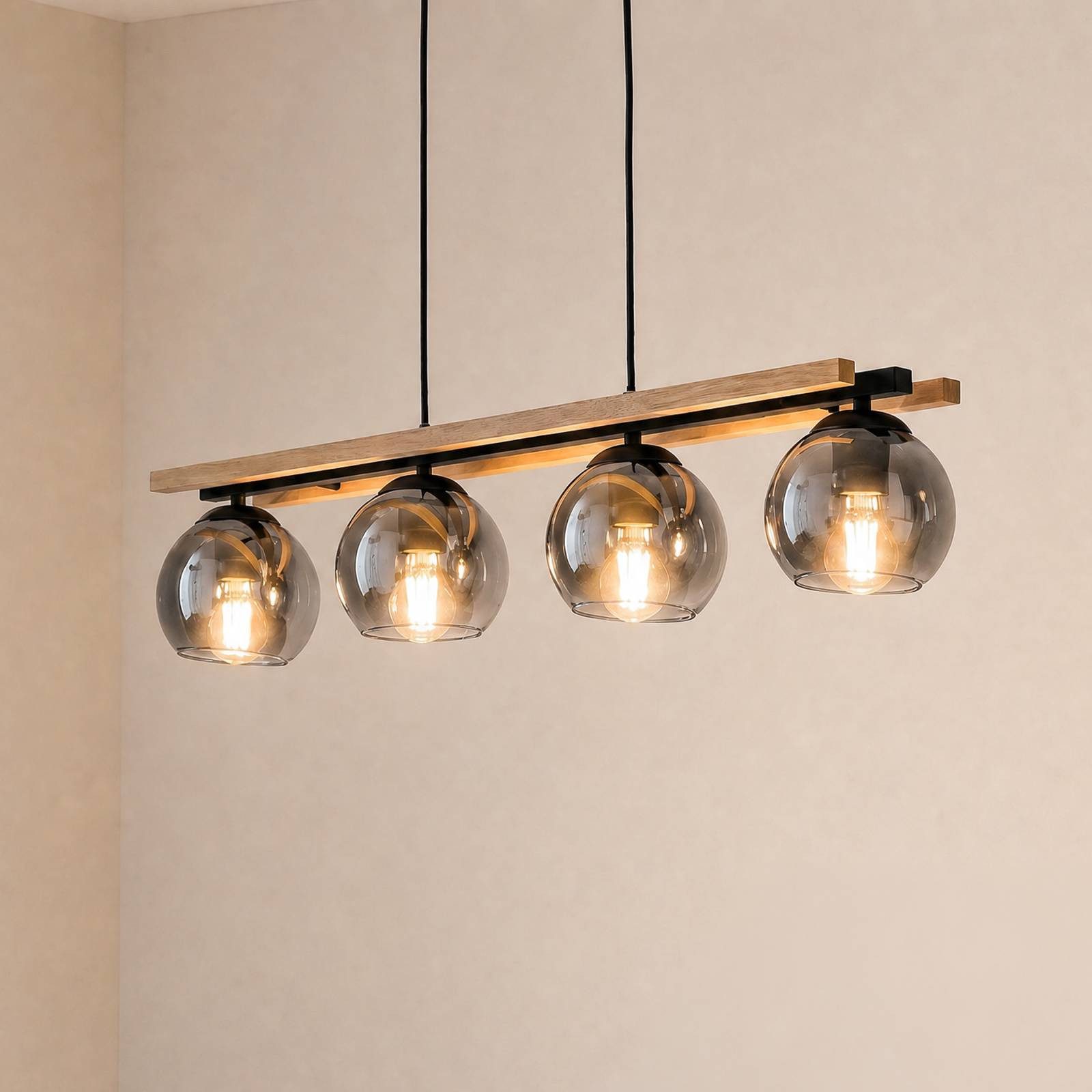 Lindby Hängeleuchte Enrique, Glas IP20, 4 x 15 W LED