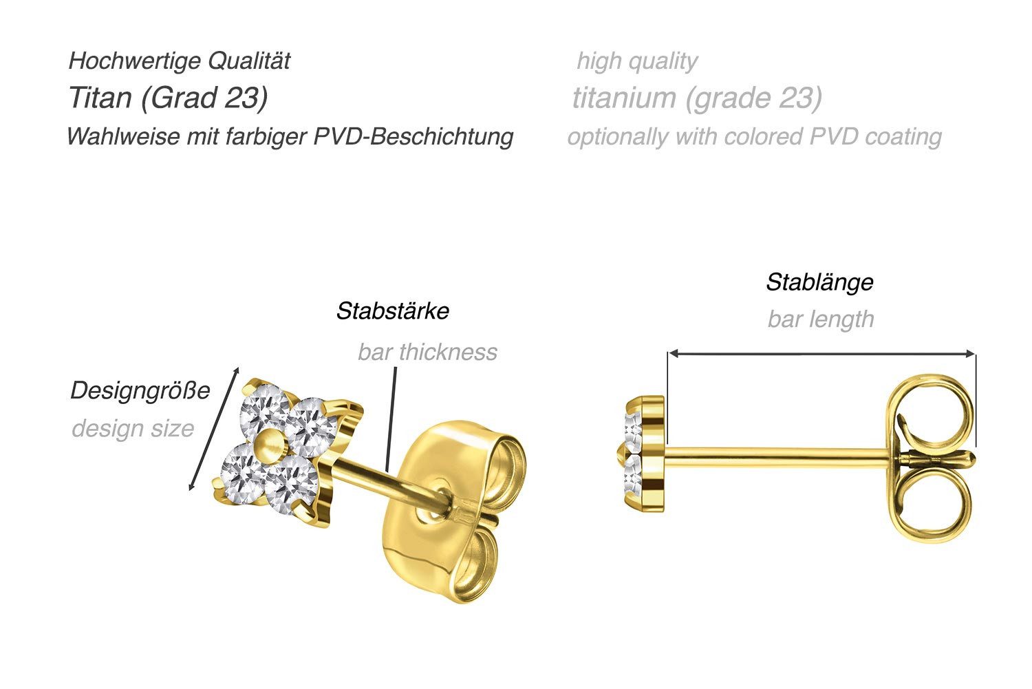 FILANGO Paar Ohrstecker Titan Ohrstecker KRISTALLBUME (Ohrstecker, 1-tlg)