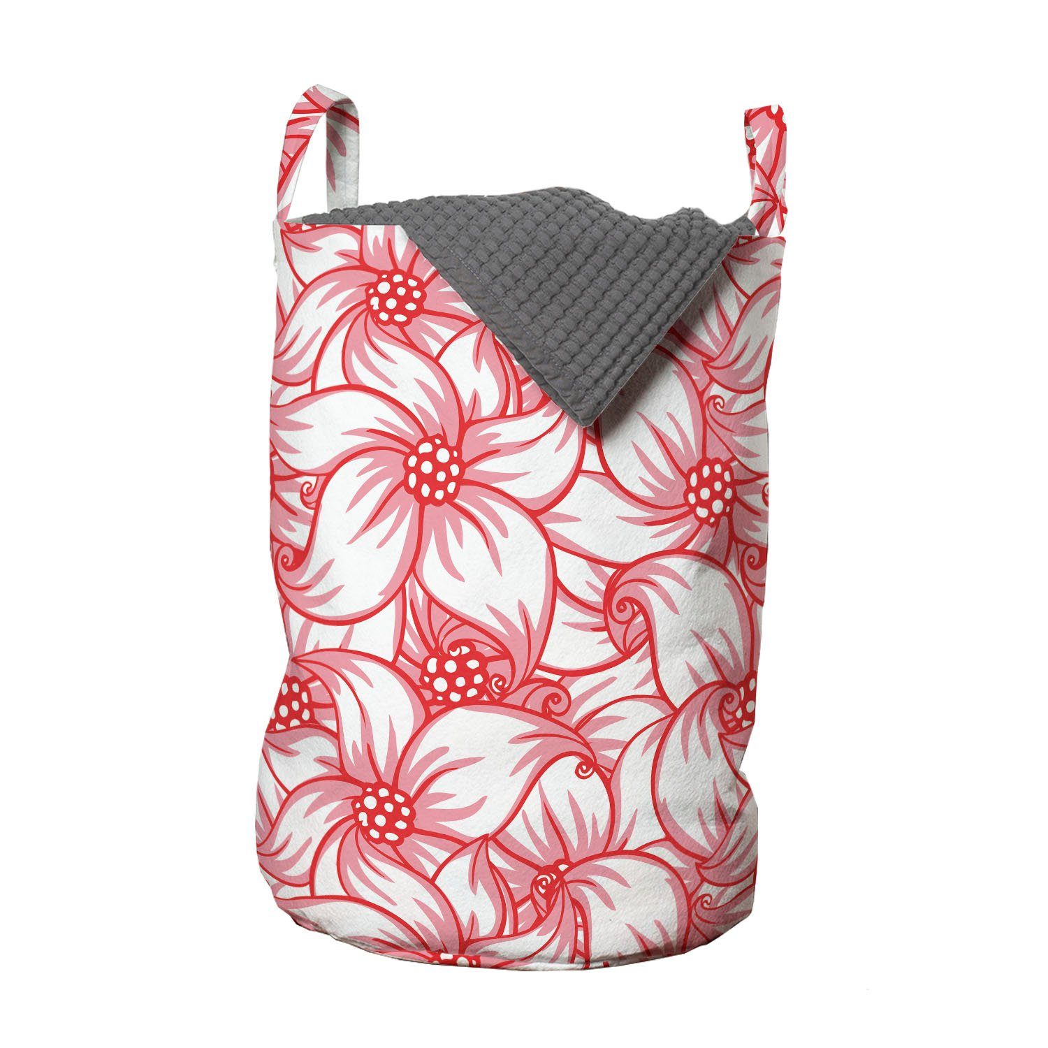Abakuhaus Wäschesäckchen Wäschekorb mit Griffen Kordelzugverschluss für Waschsalons, Blumen Blumen und Beeren | Wäschesäcke