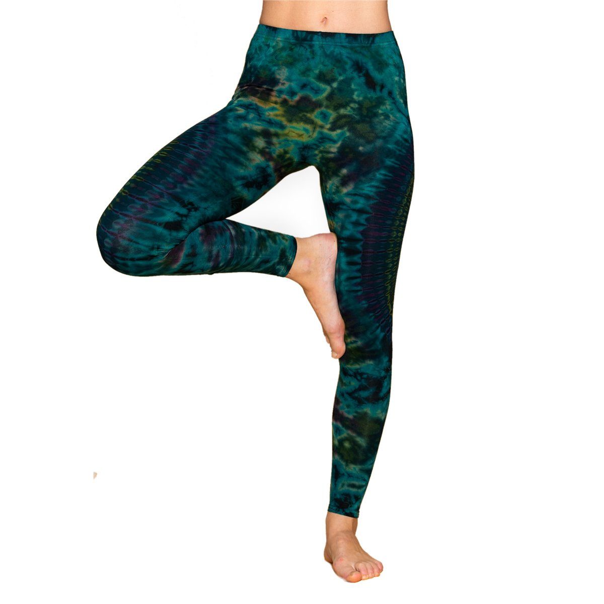 PANASIAM Leggings Unikat Batik Leggings 'Dschungel' aus natürlicher Viskose Tiedye Batik alternative lange Hippie Leggings Yogaleggings Sportleggings