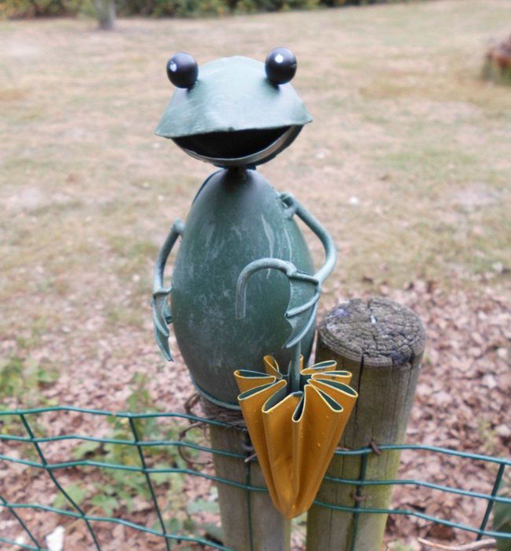 Deko-Impression Dekofigur Zaunfigur Zaunhocker Frosch Gartendeko Schirm geschlossen mit gelbem St) (1