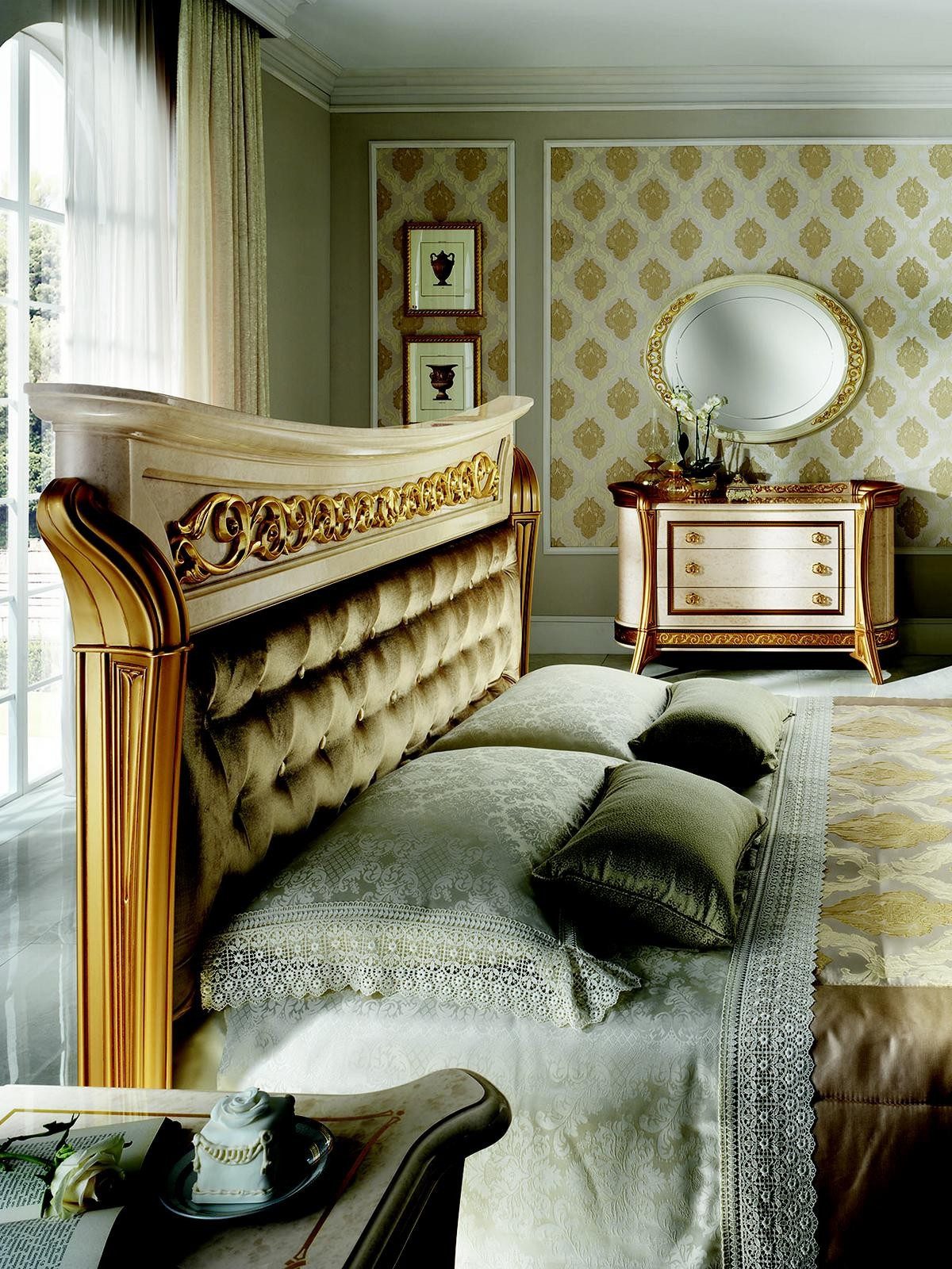 Xlmoebel Komplettschlafzimmer Barock Rokoko Schlafzimmer Set mit Bett, Nachttisch und Kommode, Made in Europa