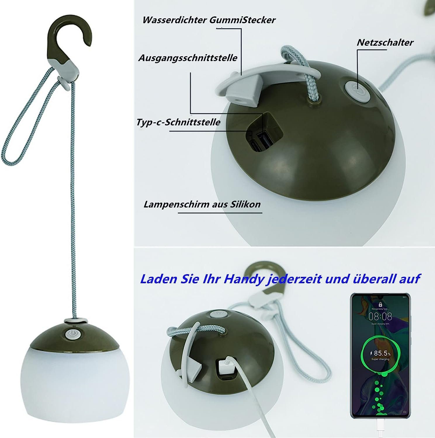 Nachtlicht Wandern, LED Haiaveng USB Außen-Tischleuchte Wiederaufladbare, Laterne Campinglampe,LED Notfall, LED Camping für Dekoration LED C