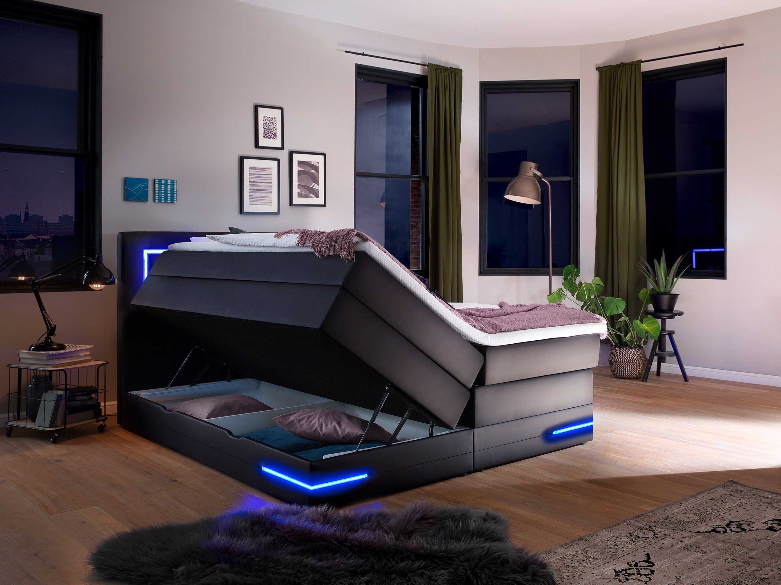 wonello Boxspringbett Lights 2.0, mit LED günstig online kaufen