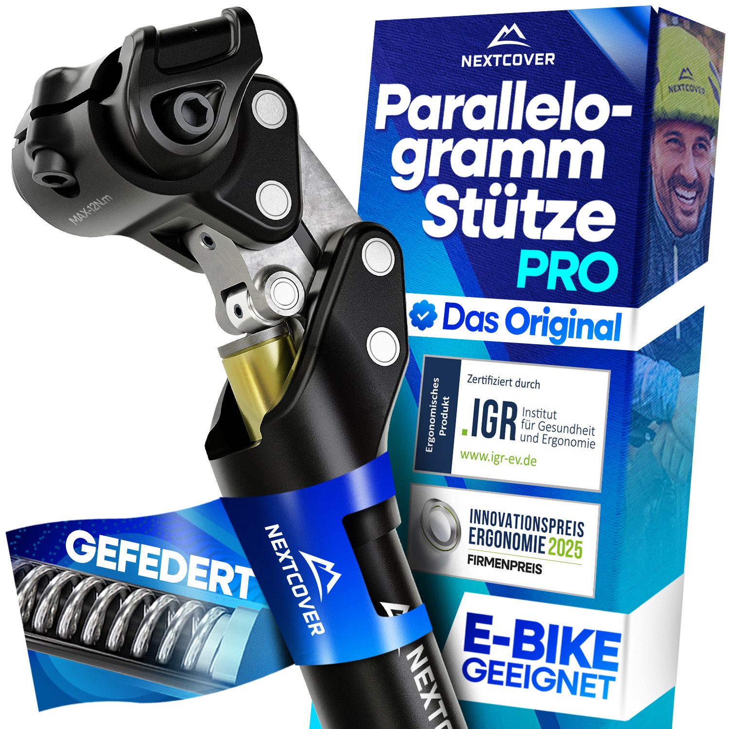 Nextcover Sattelstütze NEXTCOVER® Sattelstütze gefedert mit 27.2/30.9/31.6mm Durchmesser