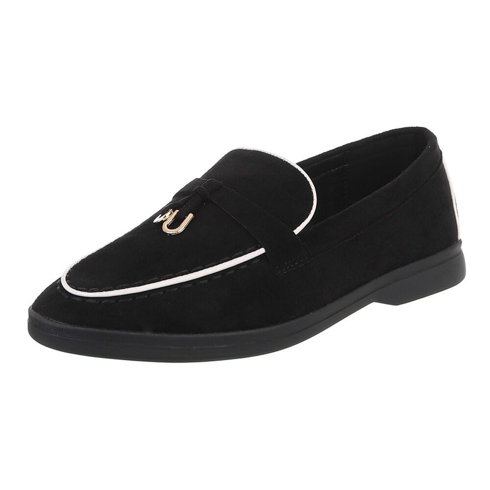 Ital-Design Damen Loafers mit komfortablem Design und eleganten Details Slipper (91116798) Blockabsatz Mokassins in Schwarz
