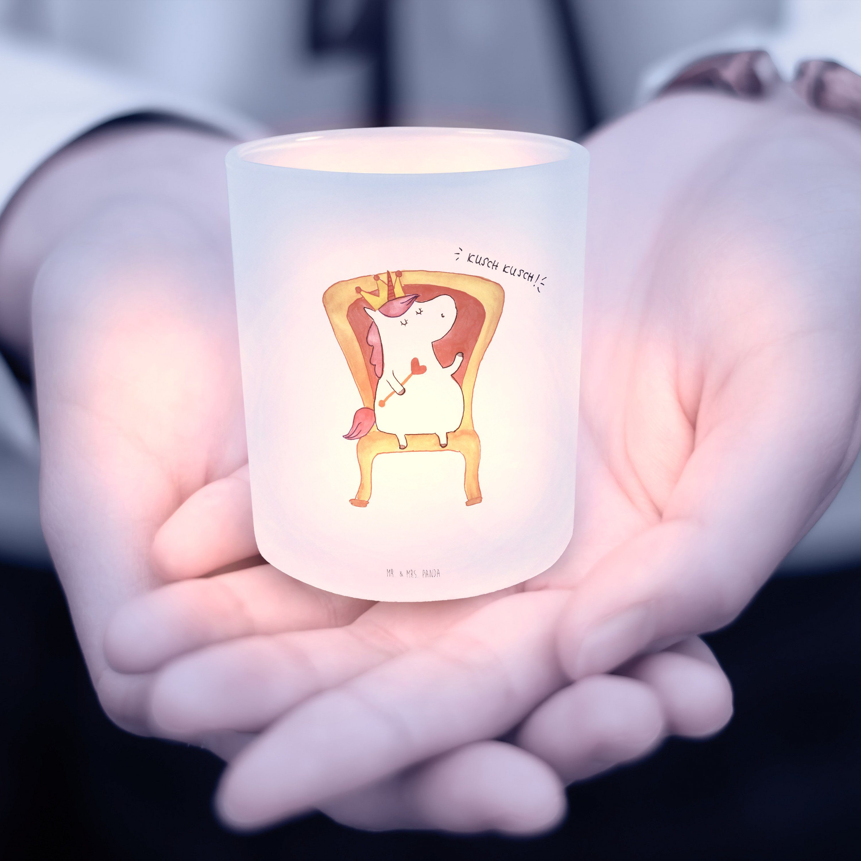 Mr. & Mrs. Teelichter, Kerzenlicht, Panda - Herr König (1 - Transparent Geschenk, St) Einhorn Windlicht