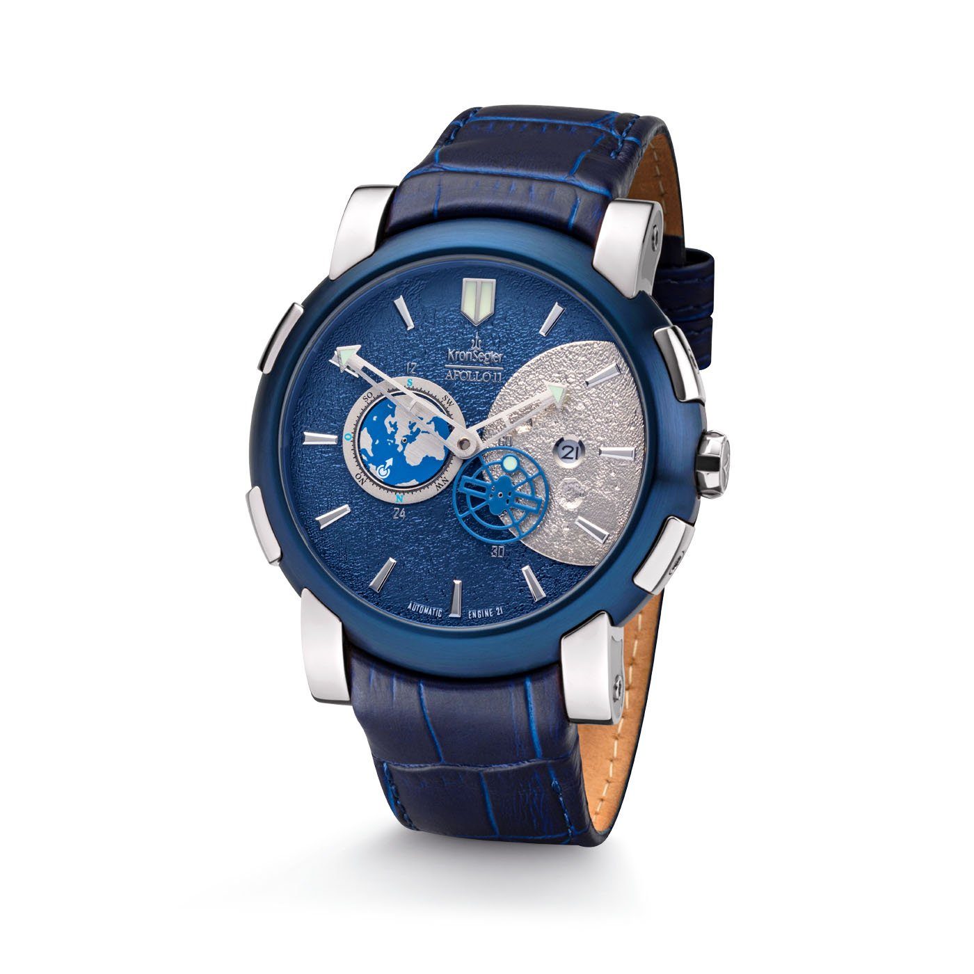 Automatikuhr Apollo 11 Herren Armbanduhr m. Lederband