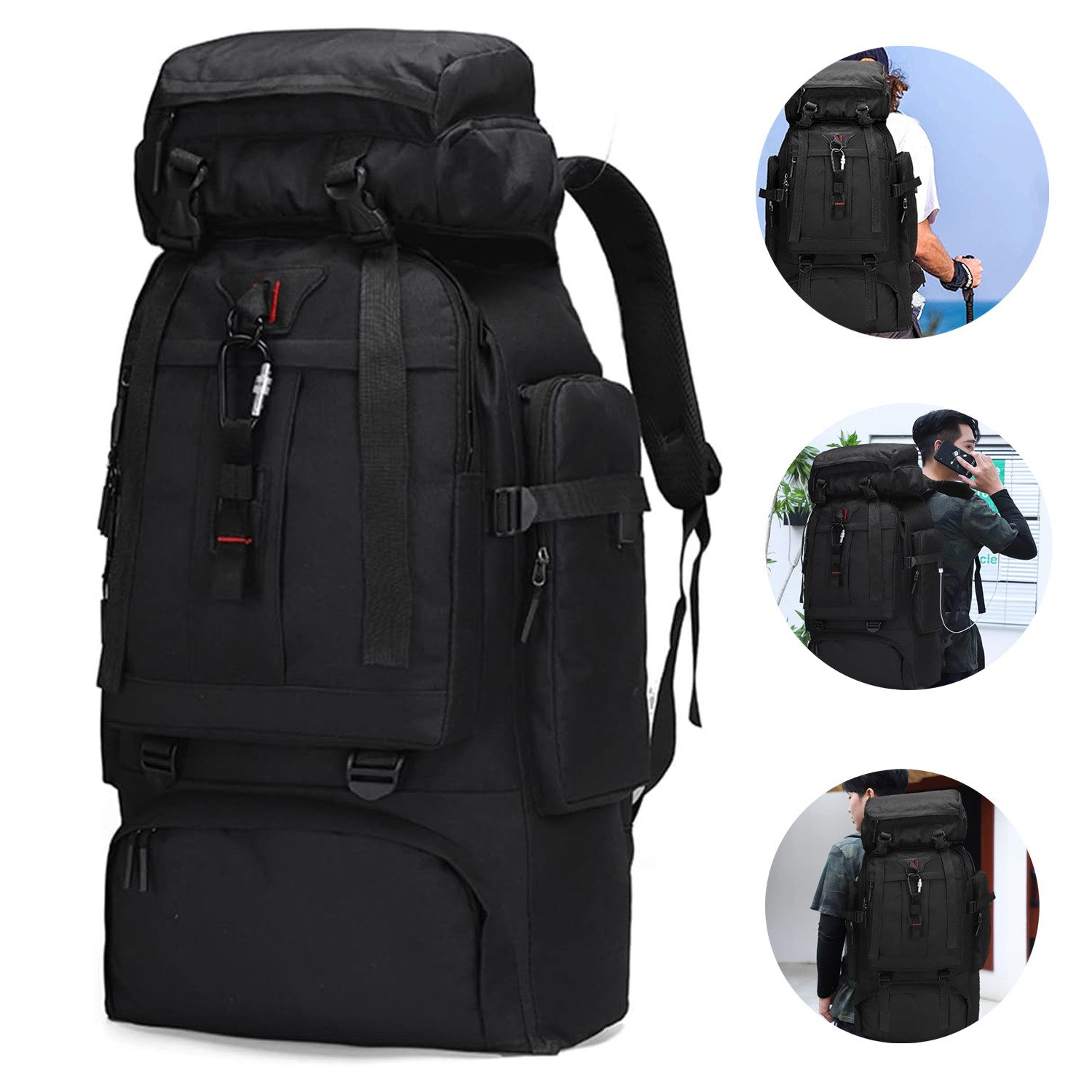 REDOM Wanderrucksack Groß Herren Damen Reiserucksack Trekkingrucksack Rucksäcke (80L Camping Outdoor leicht Trekkingrucksack, 1-tlg., mit Laptopfach, Separatem Schuhfach, verstellbarer Brustgurt), für Herren Damen Teenager Freizeit Arbeit Bergsteigen Jagd Trekking