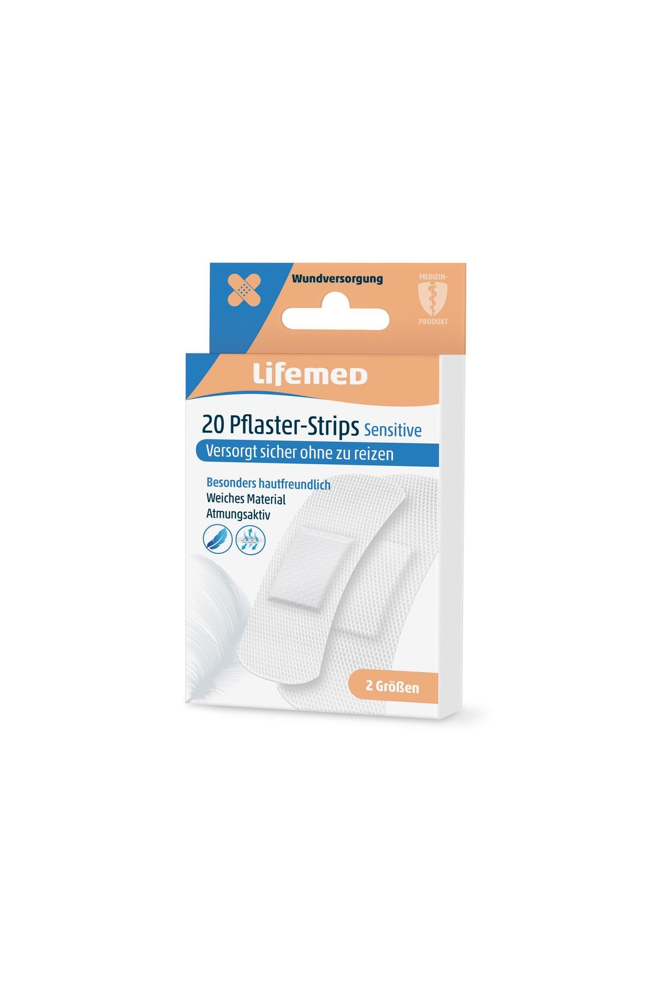 LifeMed Wundpflaster 20 Lifemed Pflaster-Strips weiss Sensitive 2 Größen