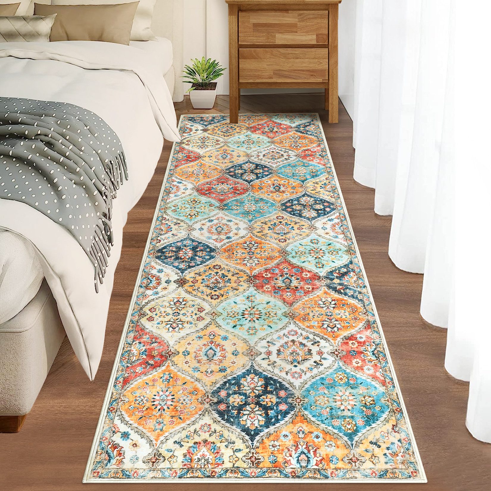 GarveeMore Teppich MosaikBlüte, rechteckig, Höhe: 5 mm, Mix aus Orient-, Boho- und modernem Wohnstil im Light-Luxury-Look