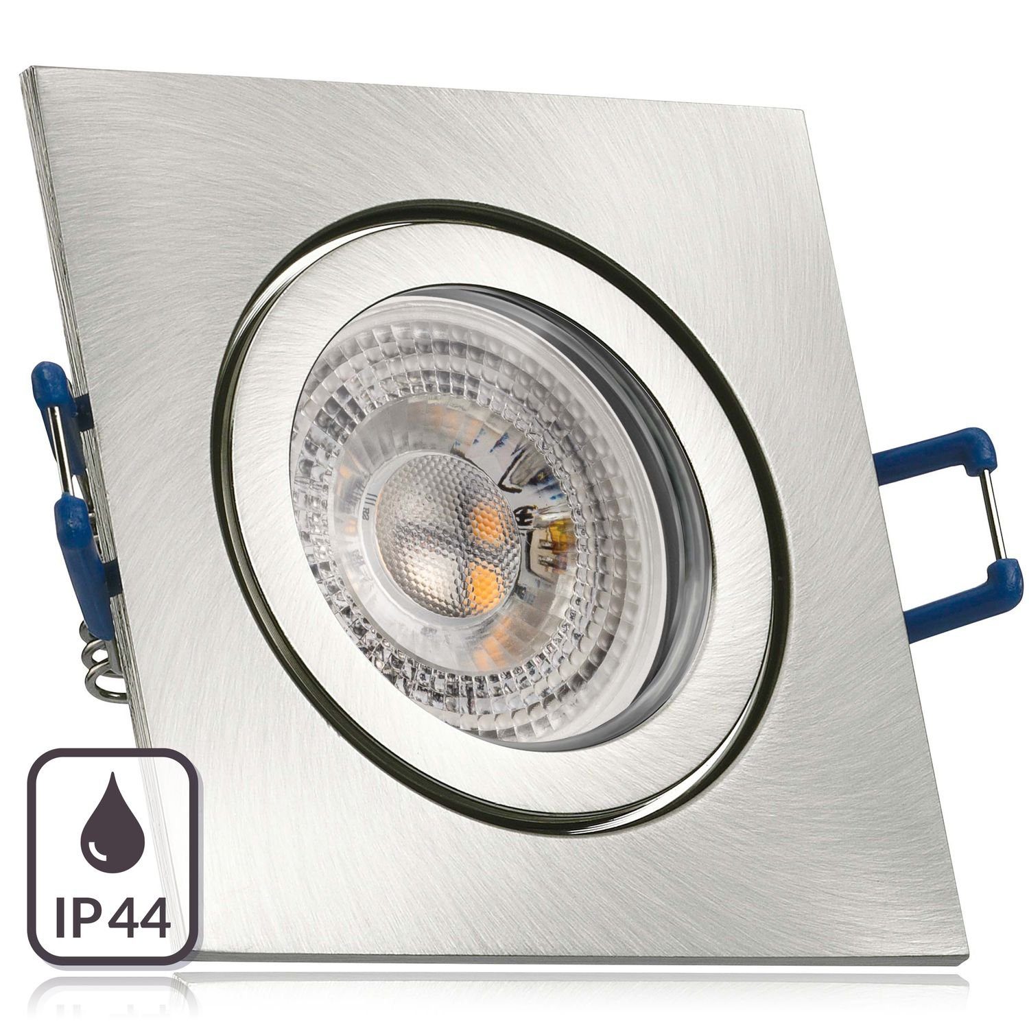 LEDANDO LED Einbaustrahler IP44 RGB LED / silber m edelstahl in Set GU10 gebürstet Einbaustrahler