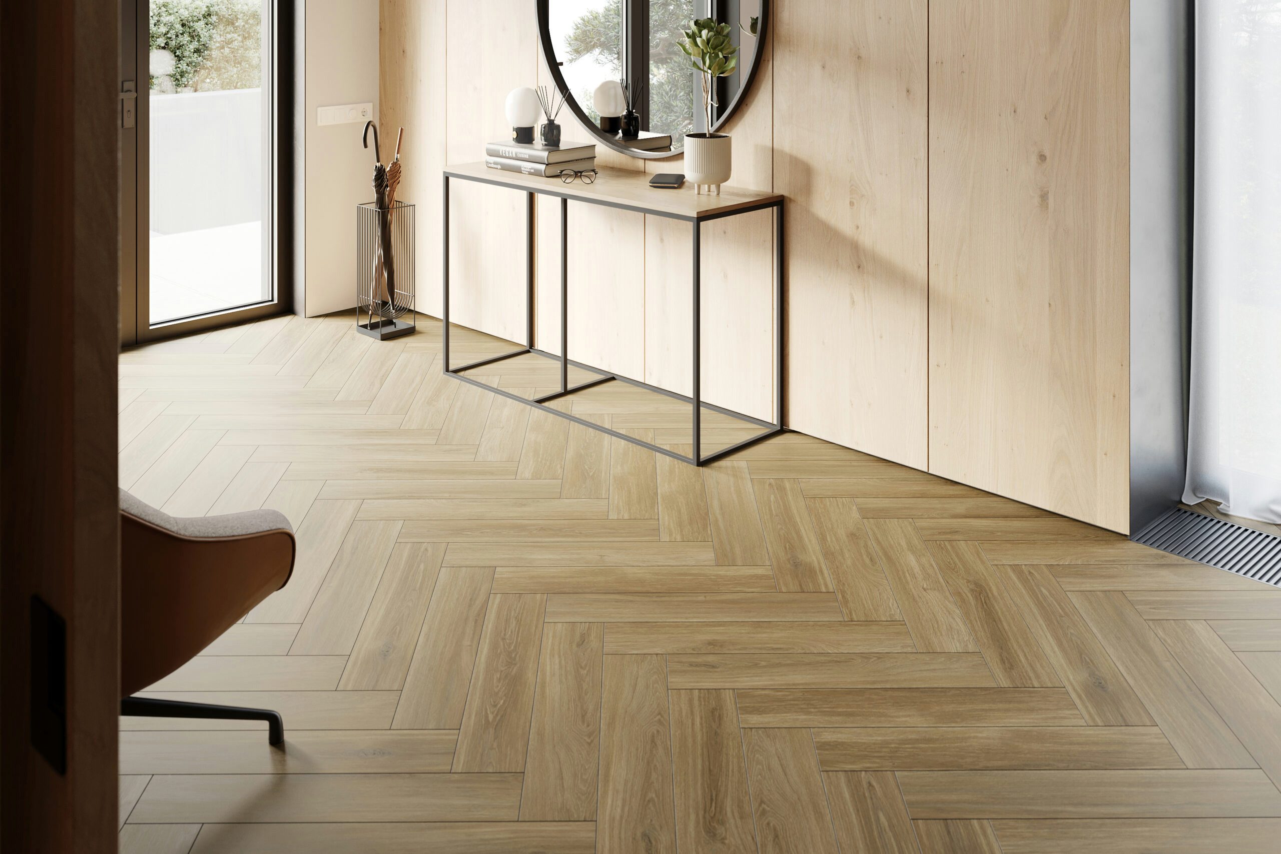 FALQUON GmbH Vinylboden The Floor Herringbone 740x148x6mm- Made in Germany - inkl. Trittschall, Fischgrät, inkl. Trittschalldämmung, Packung, In 1 Packung: 16 Paneele - 1,75m², 1 Packung: 16 Paneele - 1,75 m²