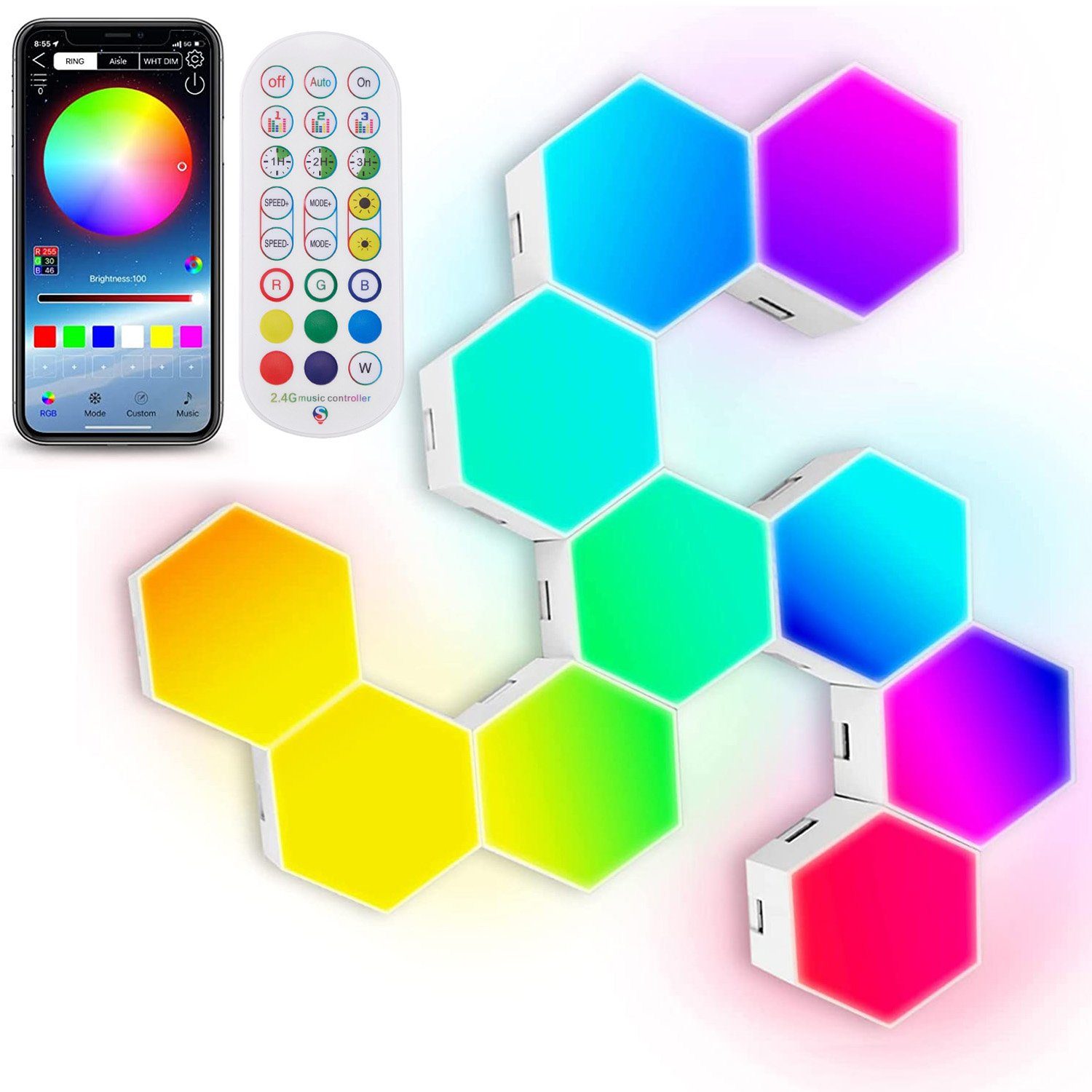 RGB Wandleuchte Bluetooth LED Hexagon Licht Indoor APP