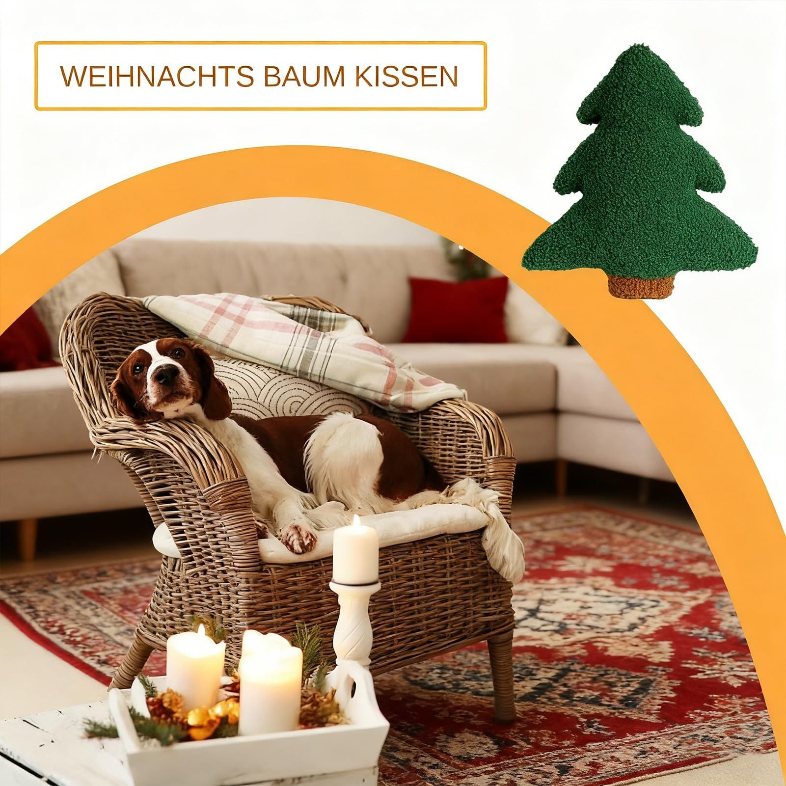 CLTYQ Dekokissen Weihnachtsbaum-Kissen-weihnachtsbaumförmige Plüschkissen,30 x 25 cm, Weihnachtsdekorationen, geeignet für Partys, Zuhause, Sofa und Bett. – Bild 4 von 5