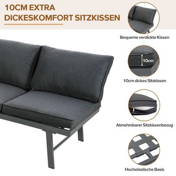 BlingBin Gartenlounge-Set Gartenmöbel-Set Lounge-Set, (3-tlg., Loungeset für 5-6 Personen), 2 Ecksofas, 1 Tisch, Aluminiumgestell mit Schutzfüßen