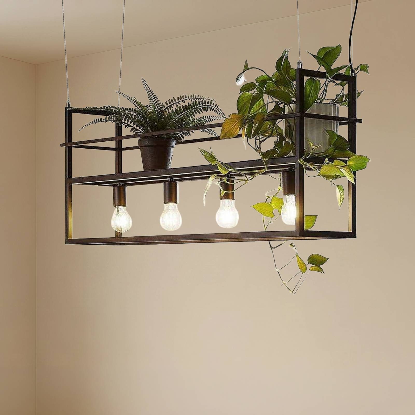 Lindby Hängeleuchte Grisela, Metall, Schwarz IP20, 4 x 15 W LED