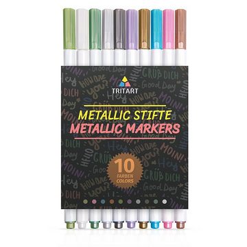 Tritart Permanentmarker Tritart Metallic Stifte Set, 10 Marker Pens GRATIS, (1-tlg)