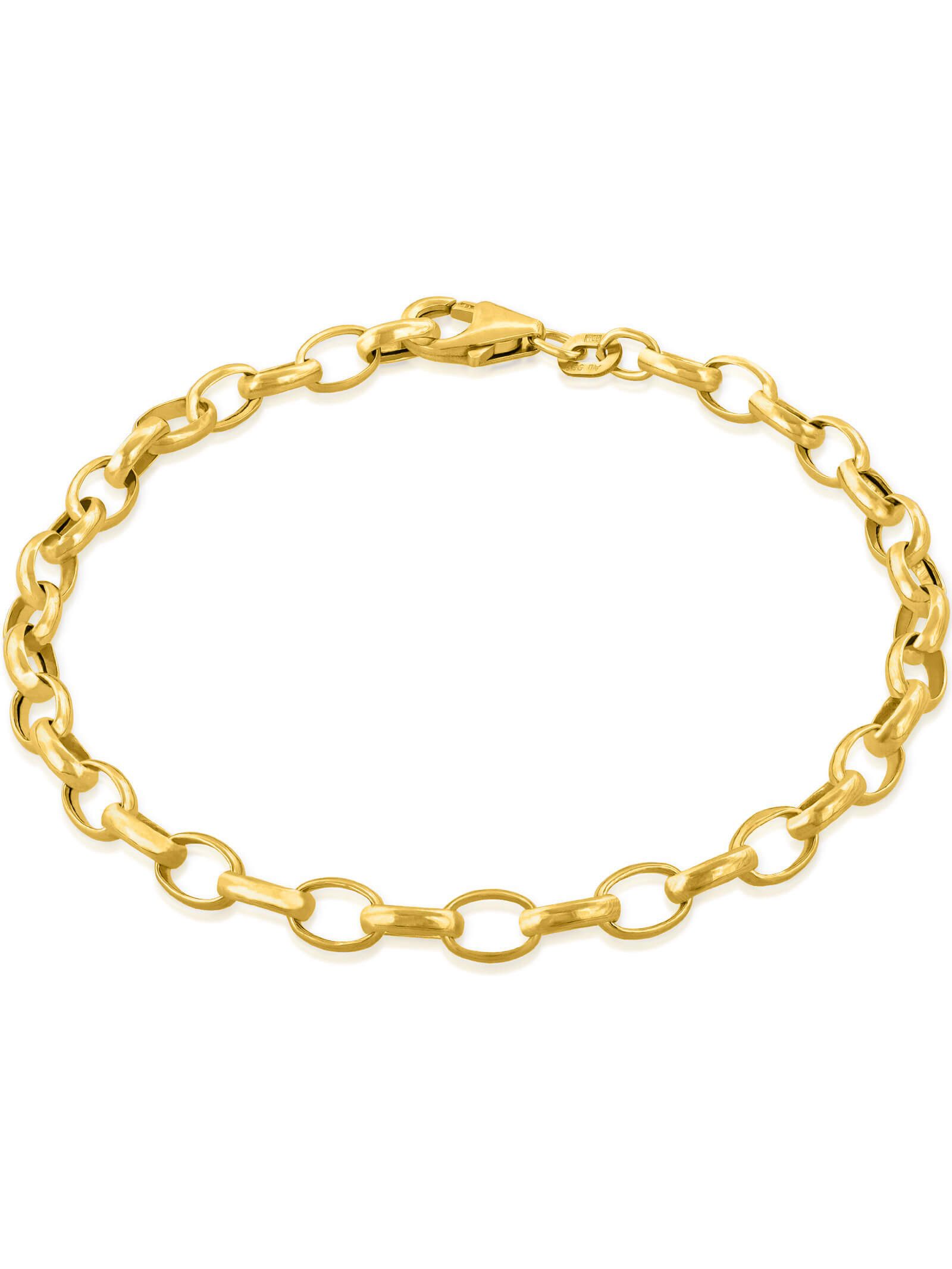 modabilé Goldarmband Armband Erbskette hohl 4,5mm 585 Echtgold (14 Karat), Herren Armkettchen 19cm, Armkette Made in Germany