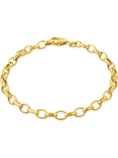 modabilé Goldarmband Armband Erbskette hohl 4,5mm 585 Echtgold, Herren Armkettchen 19cm, Armkette Made in Germany