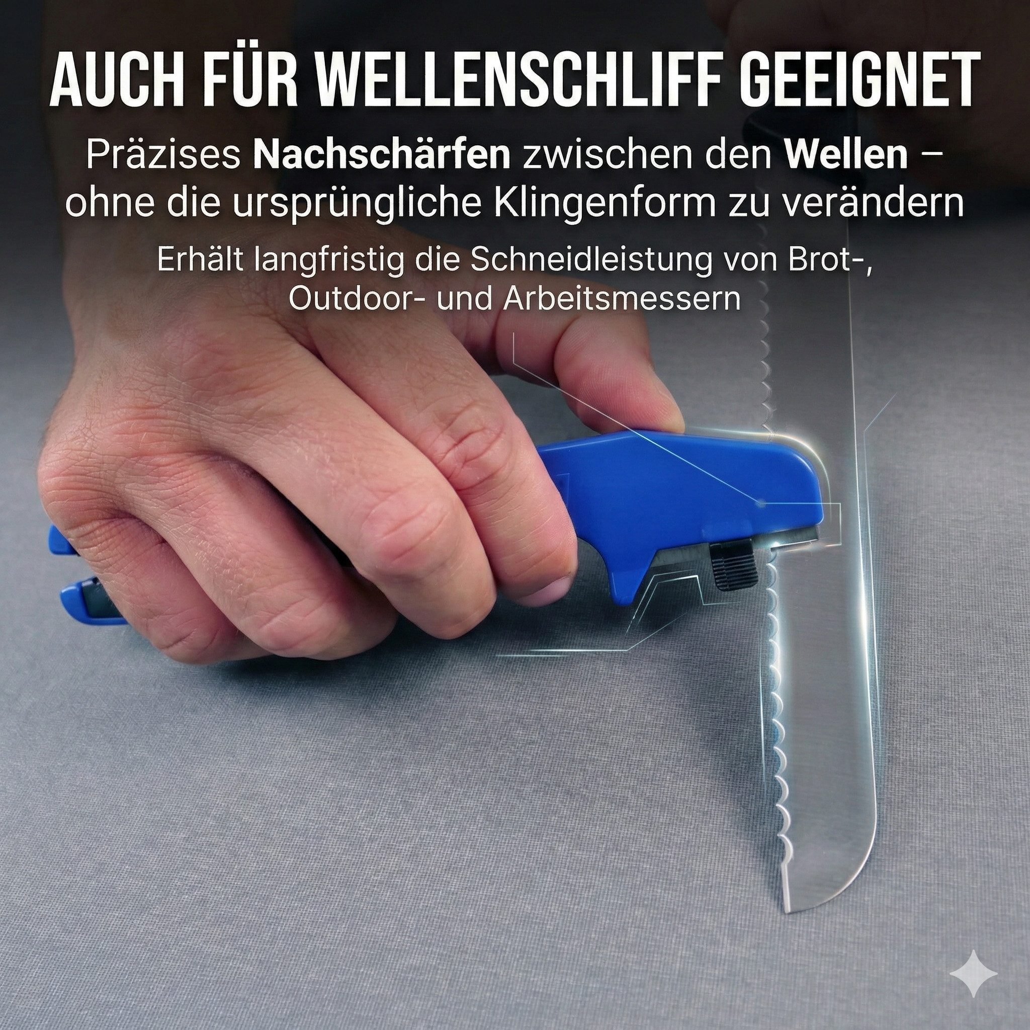 BLITZSCHÄRFER MADE IN GERMANY Messerschärfer Set 4 tlg. Messerschleifer Scherenschleifer manuell tragbar, Hochwertige 4-fach wendbare Schärfeinsätze aus Hartmet – Bild 3 von 5