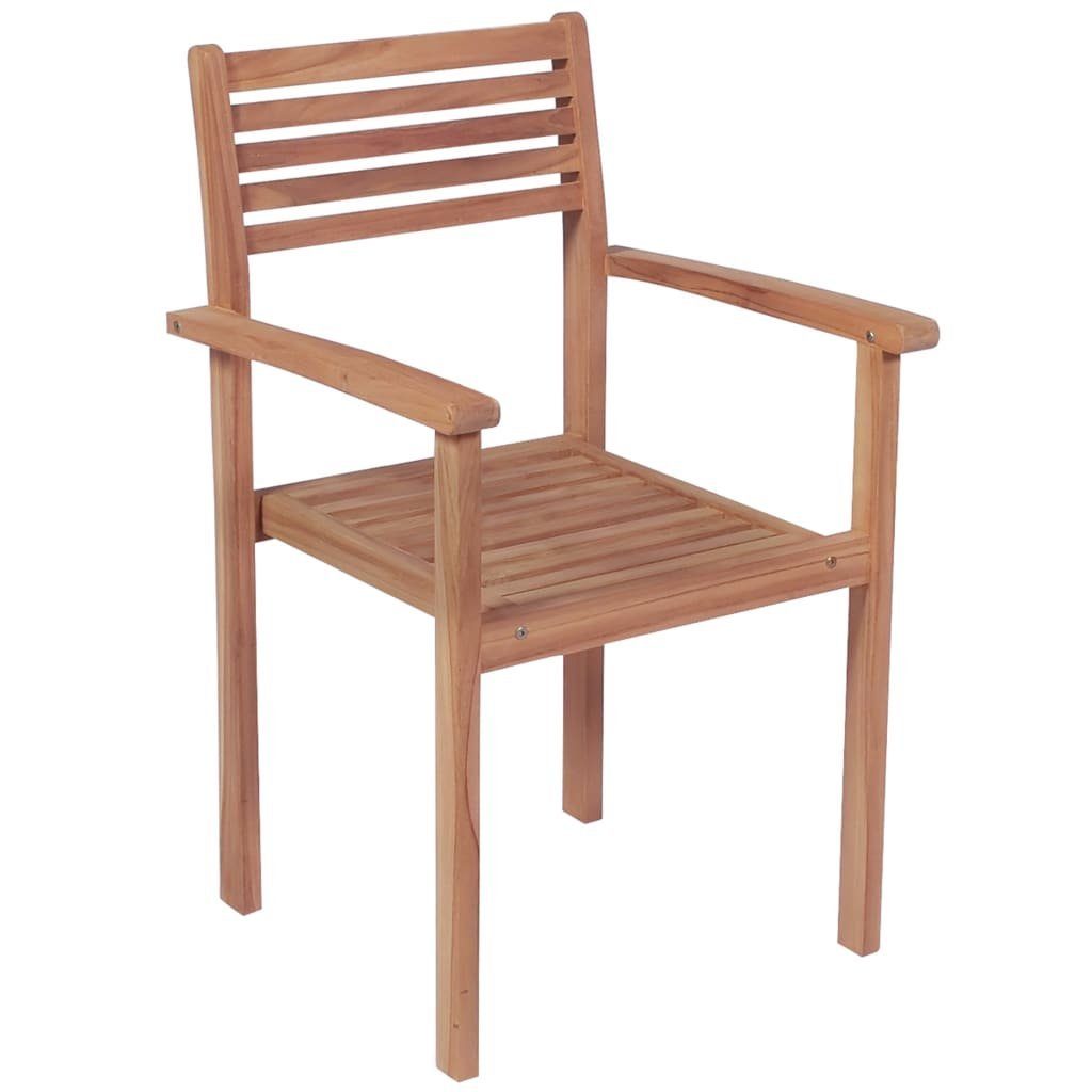 Roten Gartenstühle Stk. Kissen Teak (2 mit Massivholz vidaXL 2 St) Gartenstuhl