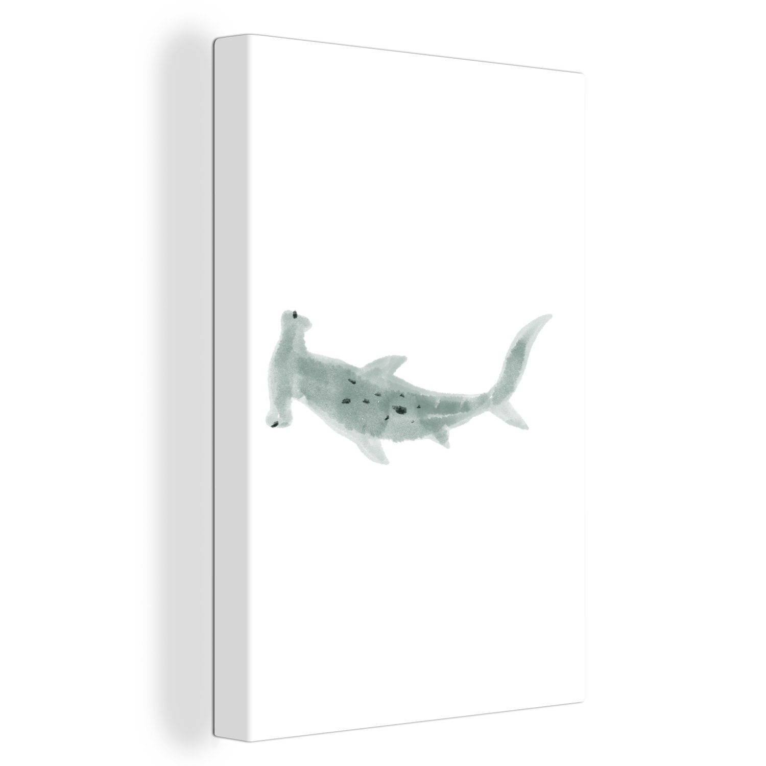 OneMillionCanvasses® Leinwandbild Hai - Meer - Aquarell - Zeichnung, (1 St), Leinwandbild fertig bespannt inkl. Zackenaufhänger, Gemälde, 20x30 cm