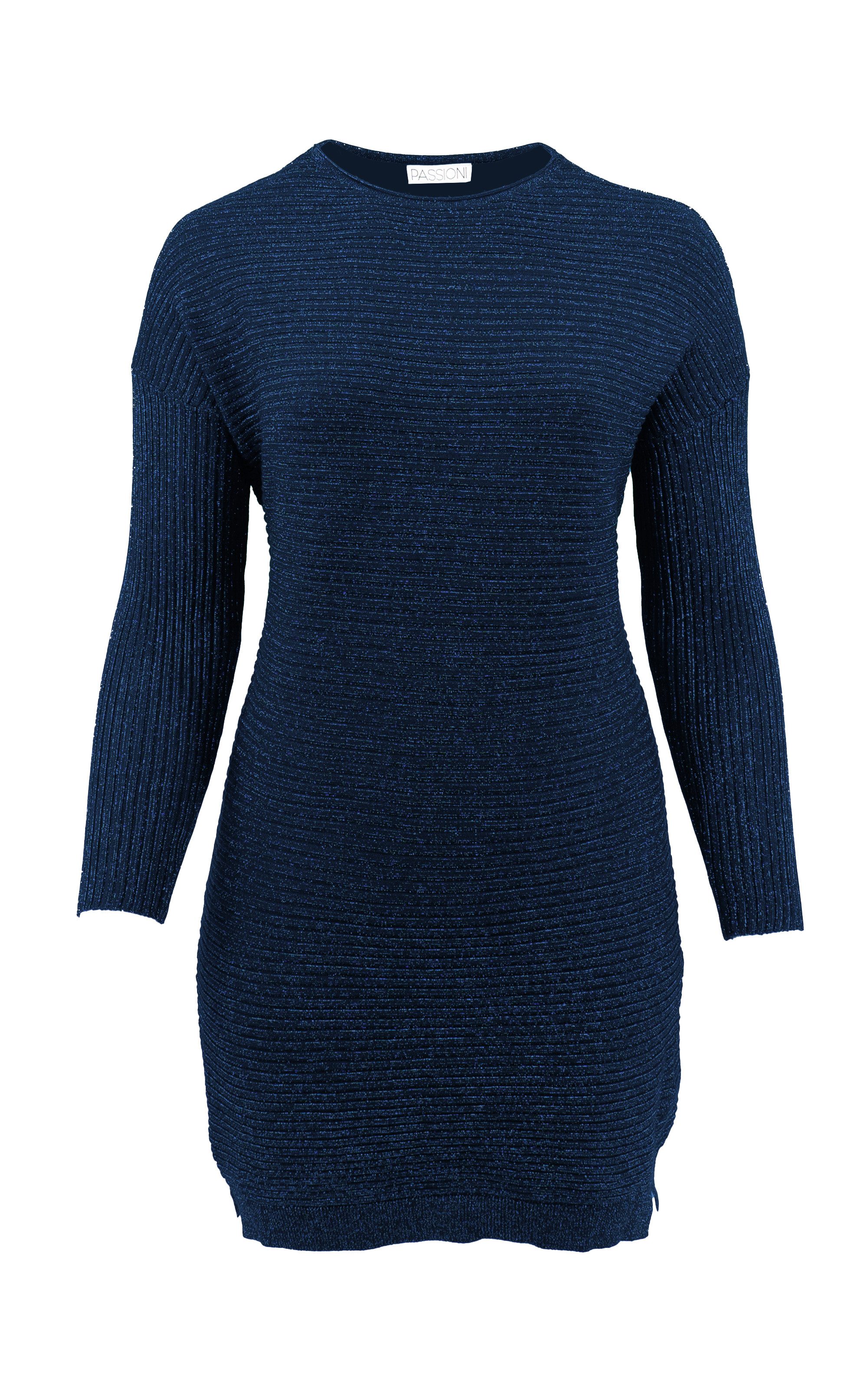 PASSIONI Strickkleid Strickkleid blau mit Glitzerdetails mehr